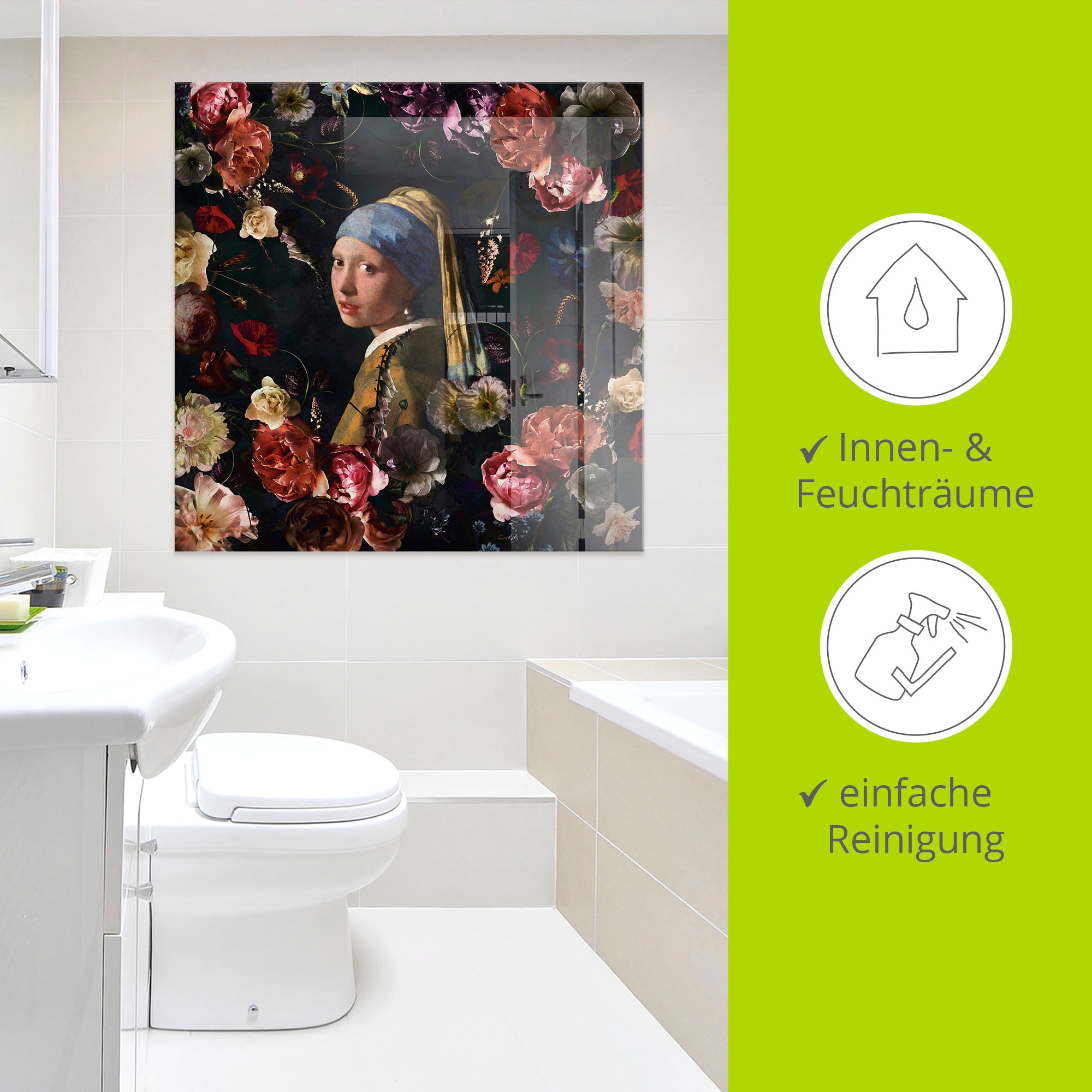 Artland Glasbild »Mädchen mit den Perlenohrring Adaption« Portrait 1 Stk. tlg. in verschiedenen Größen