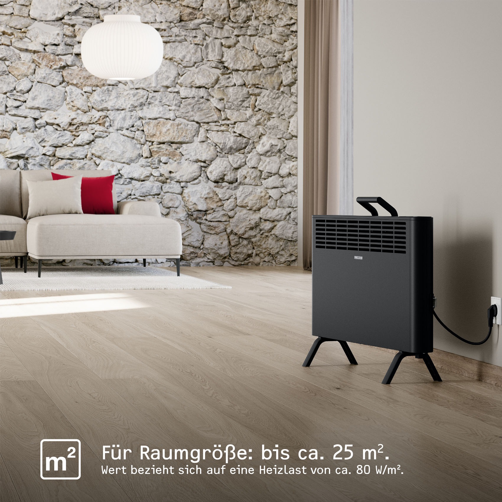 STIEBEL ELTRON Konvektor »»CNS-B 2000 Plus LCD move«, Standkonvektor engergiesparend, 2 kW«, schwarz, für ca. 25 m², LC-Display, Wochentimer