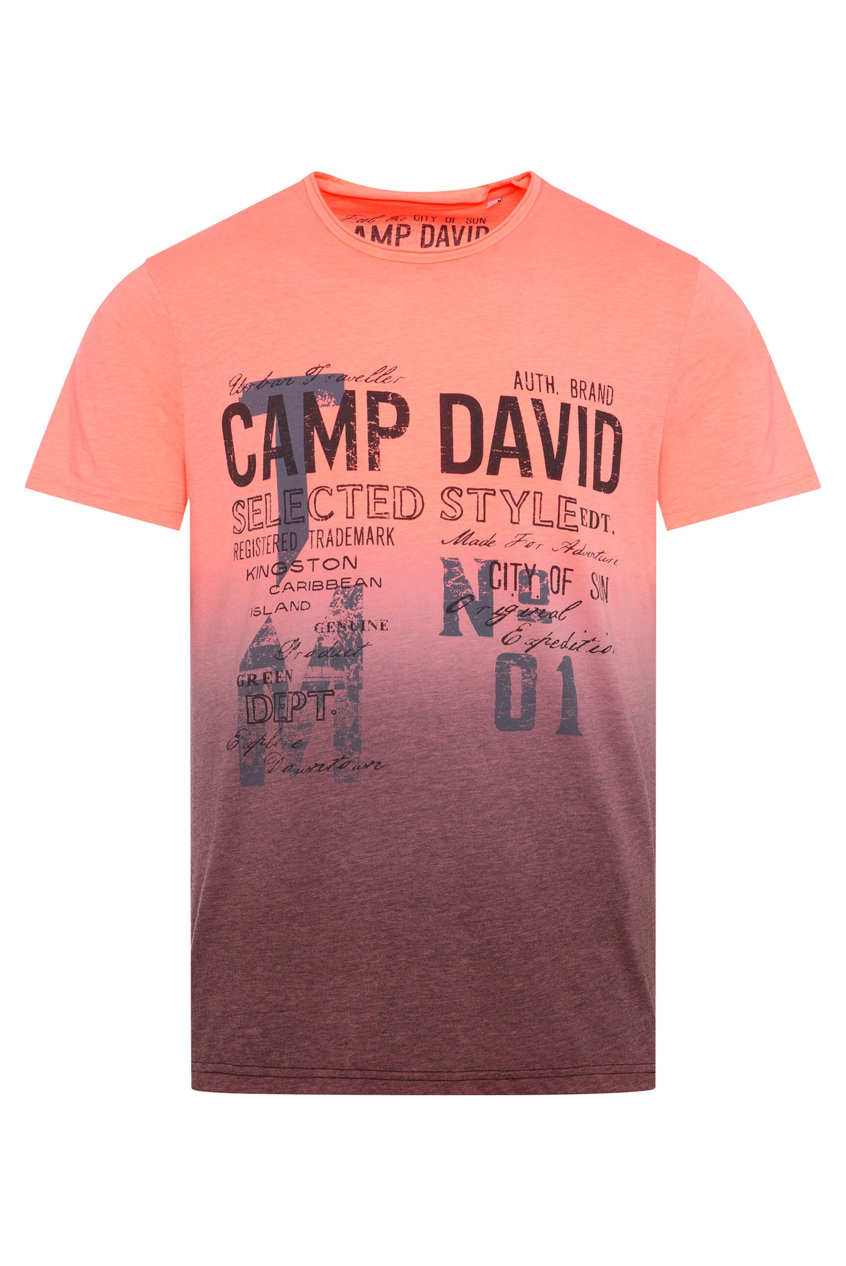 CAMP DAVID Rundhalsshirt, mit offener Kante am Ausschnitt günstig online kaufen