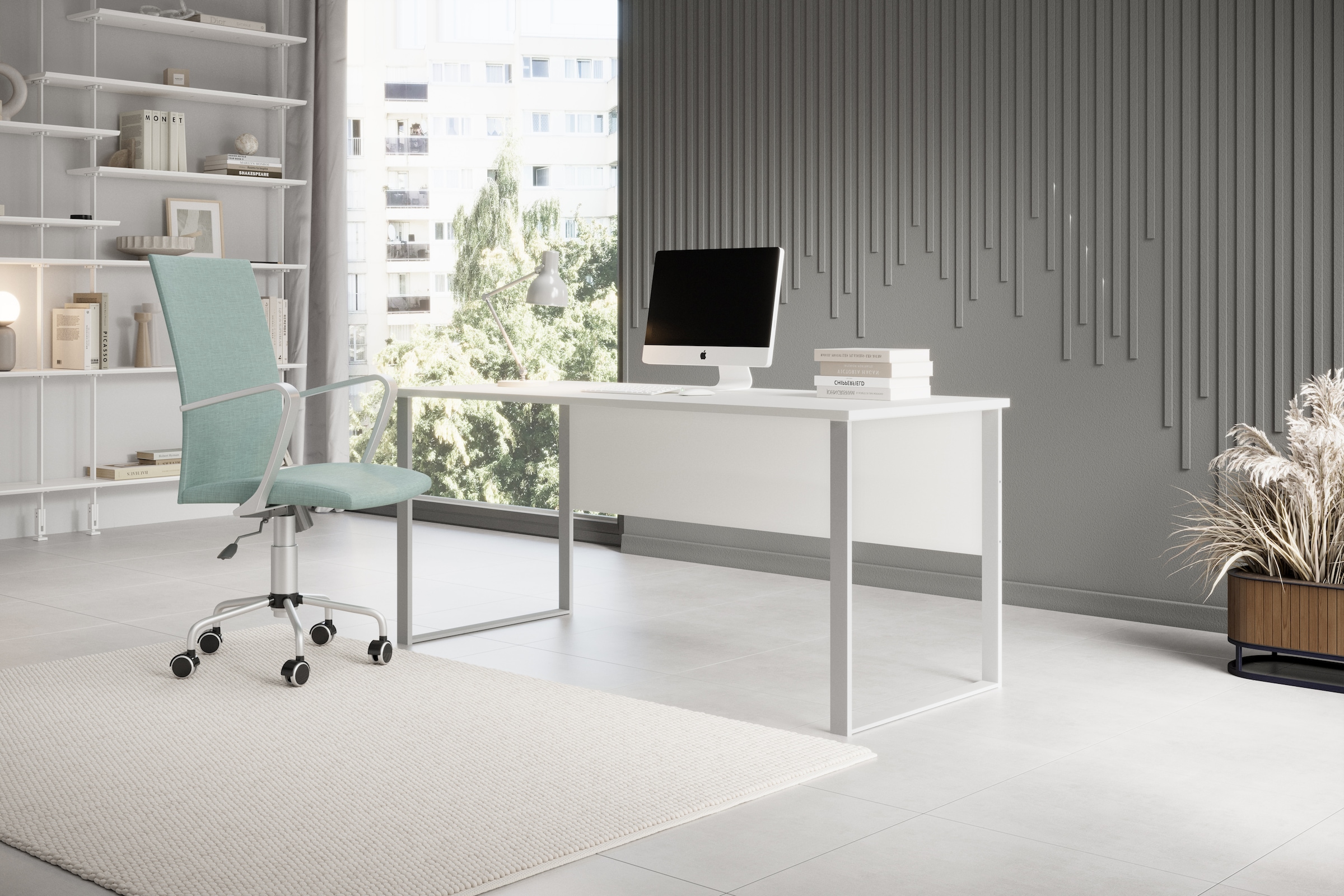 BEGA OFFICE Schreibtisch "Amanda" 1 Stk. tlg. Kabeldurchlass, Metallkufen, günstig online kaufen