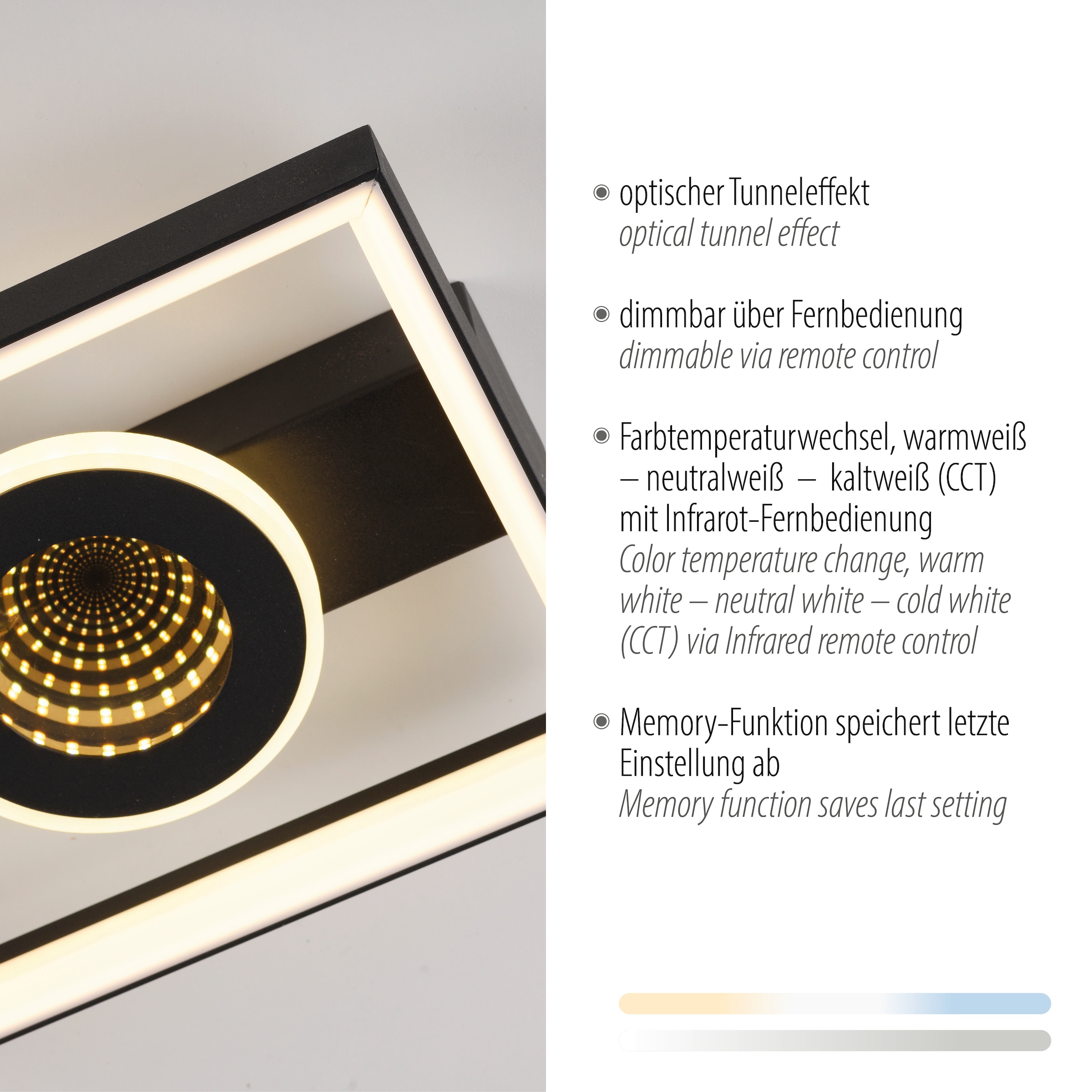 Paul Neuhaus Deckenleuchte »TRAFORO«, 1 flammig, Leuchtmittel LED-Board | LED fest integriert, CCT - über Fernbedienung, dimmbar über Fernbedienung, Memory