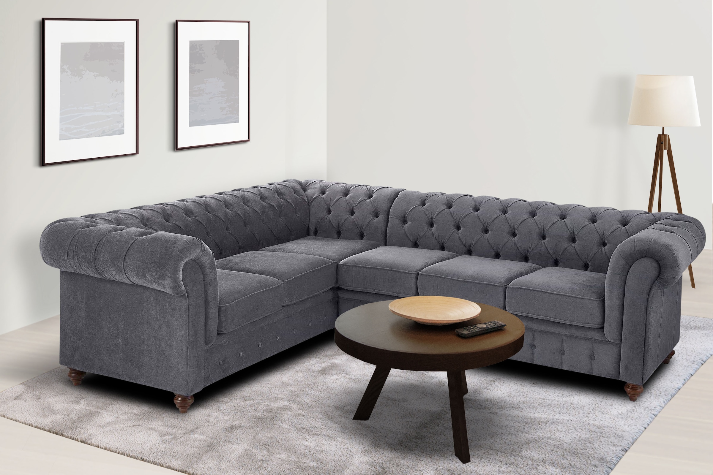 Home affaire Chesterfield-Sofa »Chesterfield Ecksofa, auch in Leder L-Form«, hochwertige Knopfheftung, langer Schenkel links oder rechts wählbar