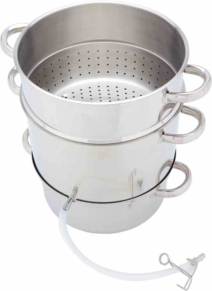 Mega-M Dampfentsafter 8 L Edelstahl – Für Saft, Gemüse, Fisch & Fleisch, Mit Glasdeckel, Induktionsgeeignet, Vielseitiger Dampfgarer