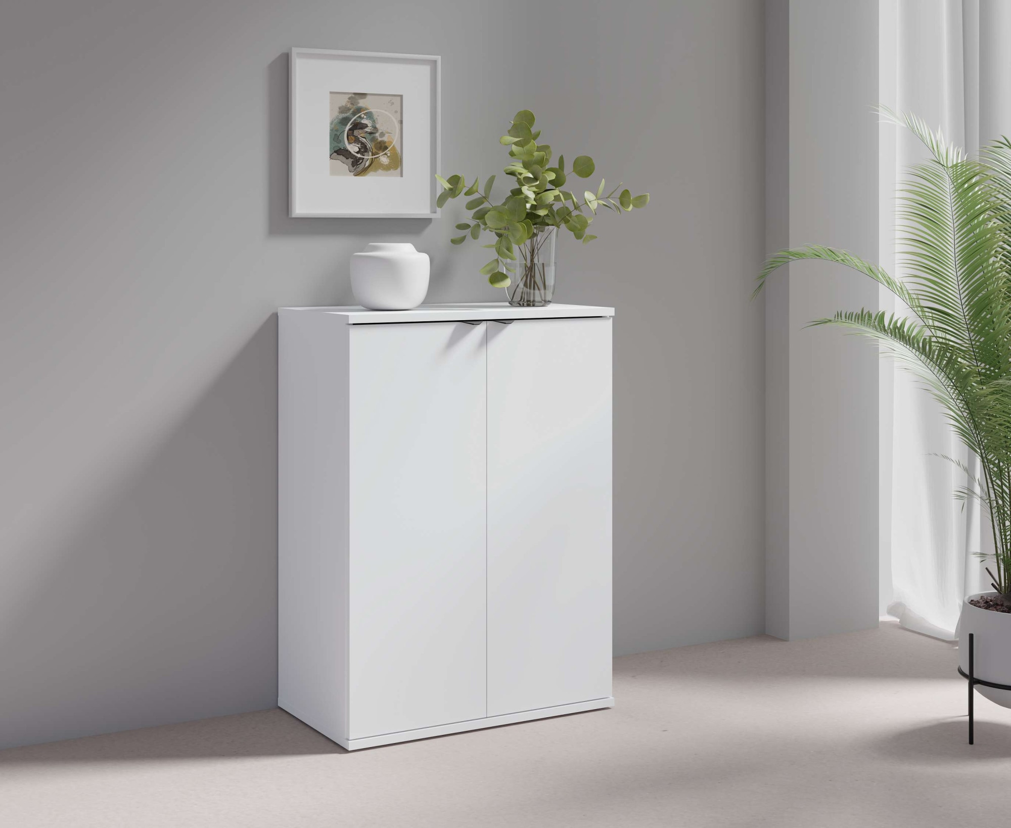 OTTO home Kommode "THALIAANA Sideboard mit 2 Türen, modernes Design, Breite 60 cm" Schrank in 3 Farben erhältlich, schwarze Metallgriffe, viel Stauraum
