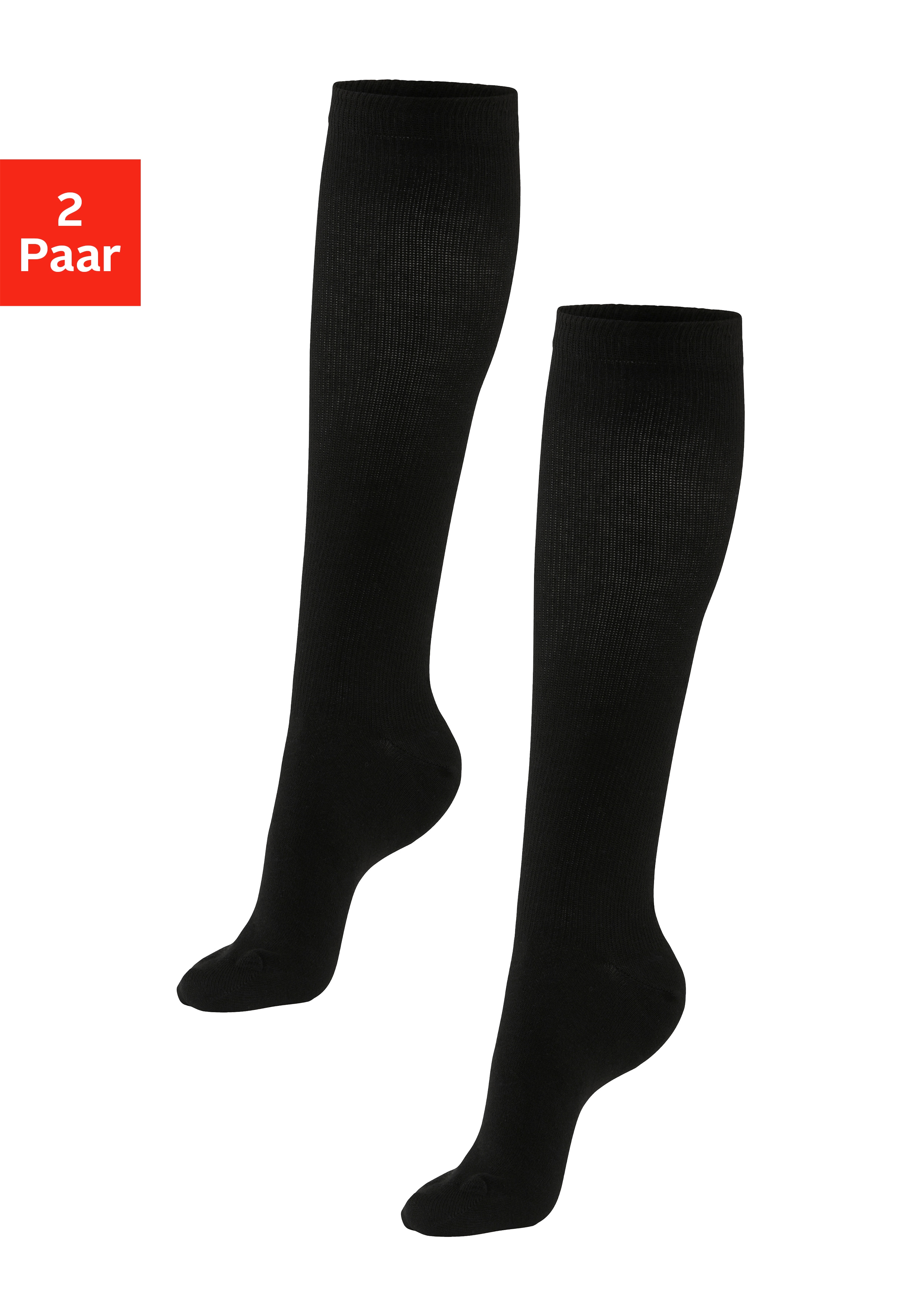 H.I.S Stützkniestrümpfe "Damen & Herren Kompressionsstrümpfe, Reisestrümpfe" Packung, 2 Stk. tlg. für Sport, Arbeit, Flug & Schwangerschaft