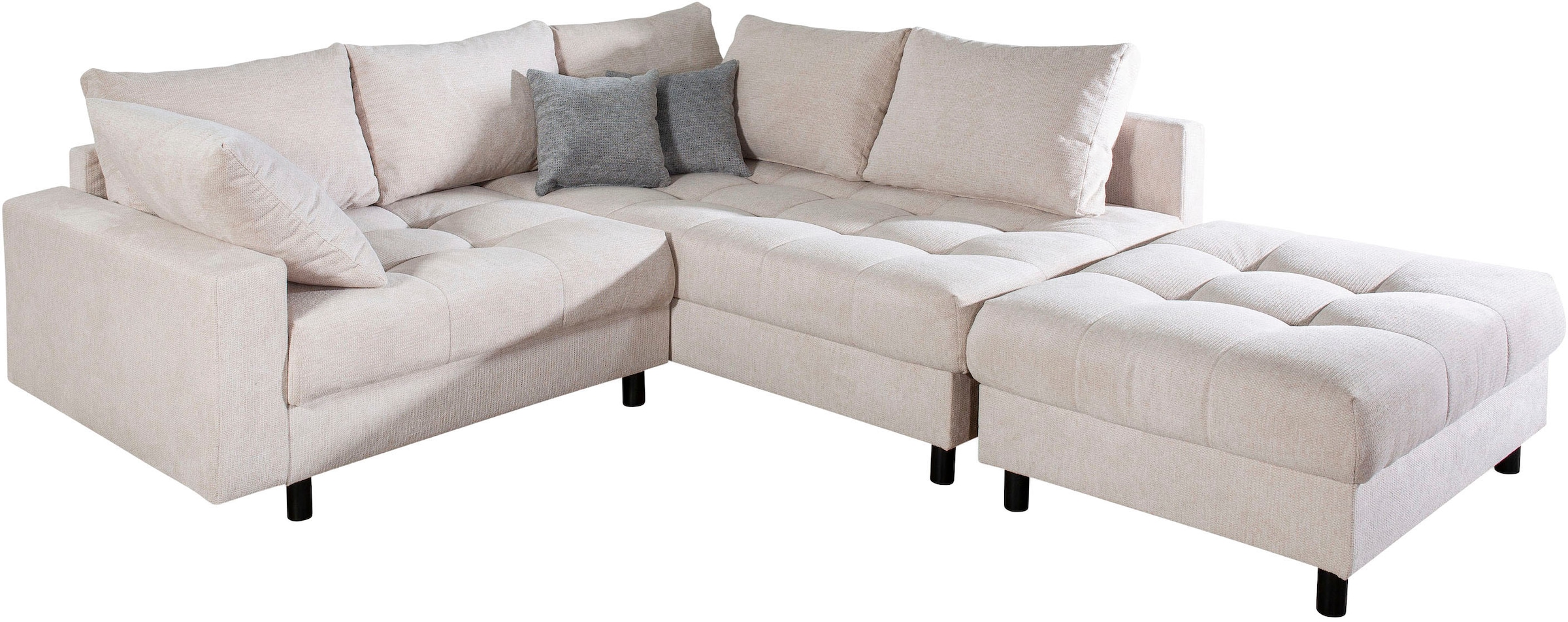 Home affaire Ecksofa »Toni L-Form, B: 215 cm«, mit Hocker & 2 Zierkissen, Federkern