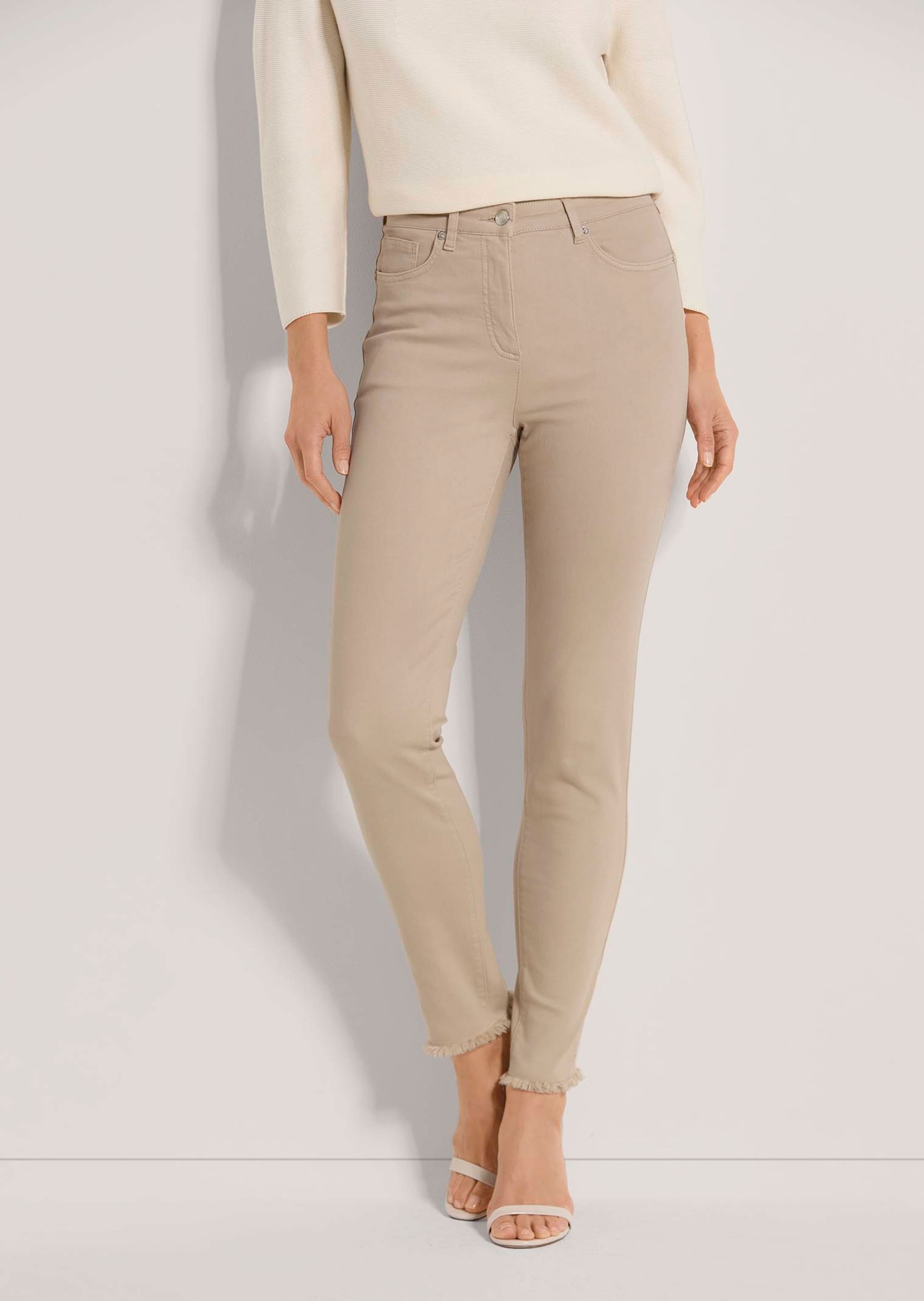 MADELEINE Regular-fit-Jeans "Jeans Mid Waist Skinny-Hose mit Fransen" günstig online kaufen
