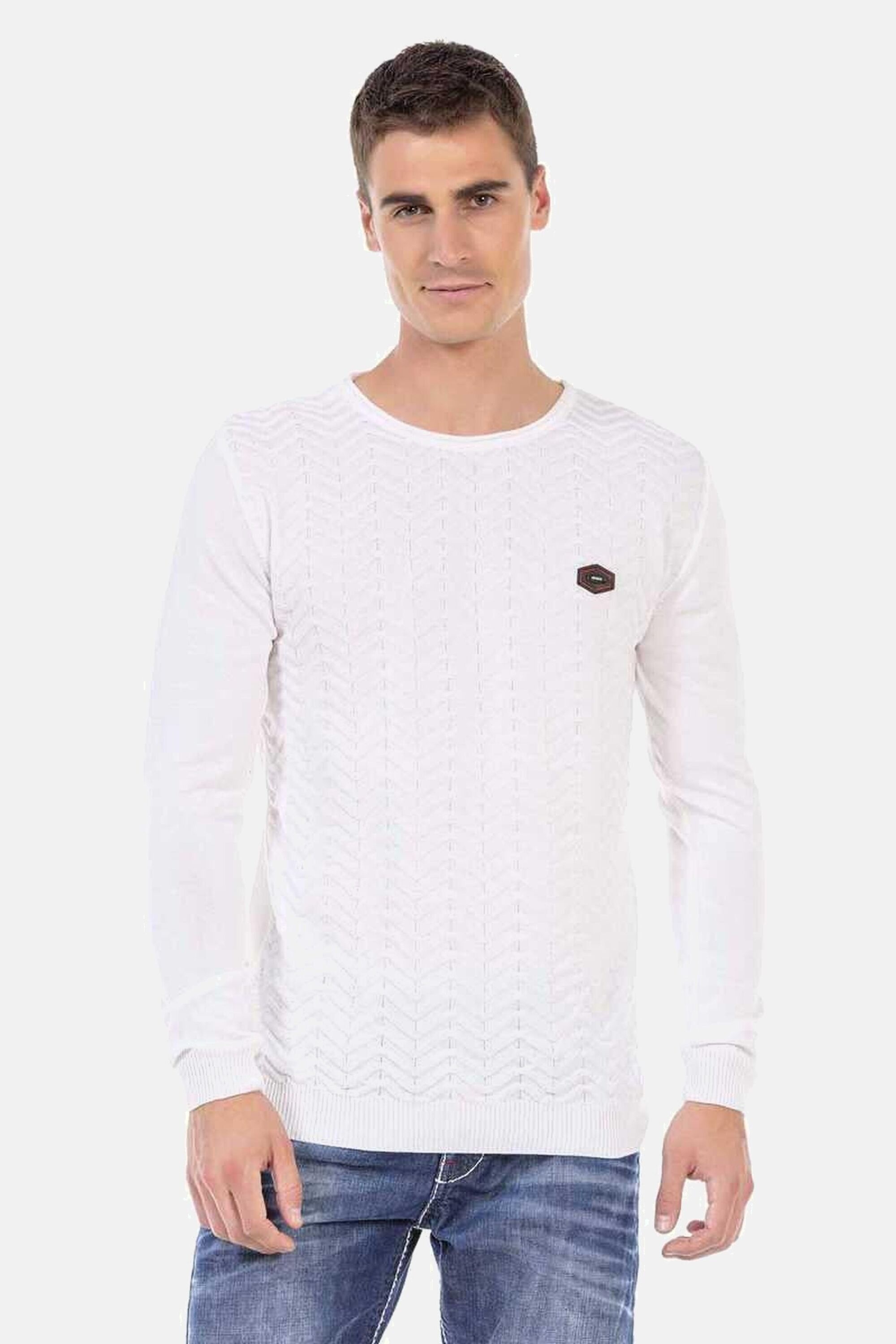 Cipo & Baxx Rundhalspullover "Pullover", (1 tlg.), mit Zopfmuster, CP240 günstig online kaufen