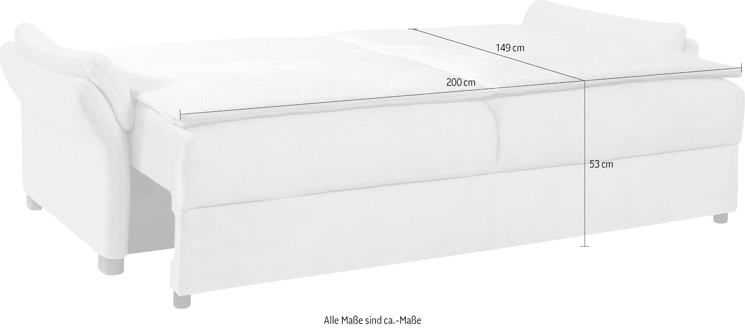 exxpo - sofa fashion 3-Sitzer »hochwertiger Sitzaufbau für hohen Sitzkomfort, bequeme Armlehnen«, inkl. Boxspring/Federkern-Polsterung, Bettfunktion und Bettkasten