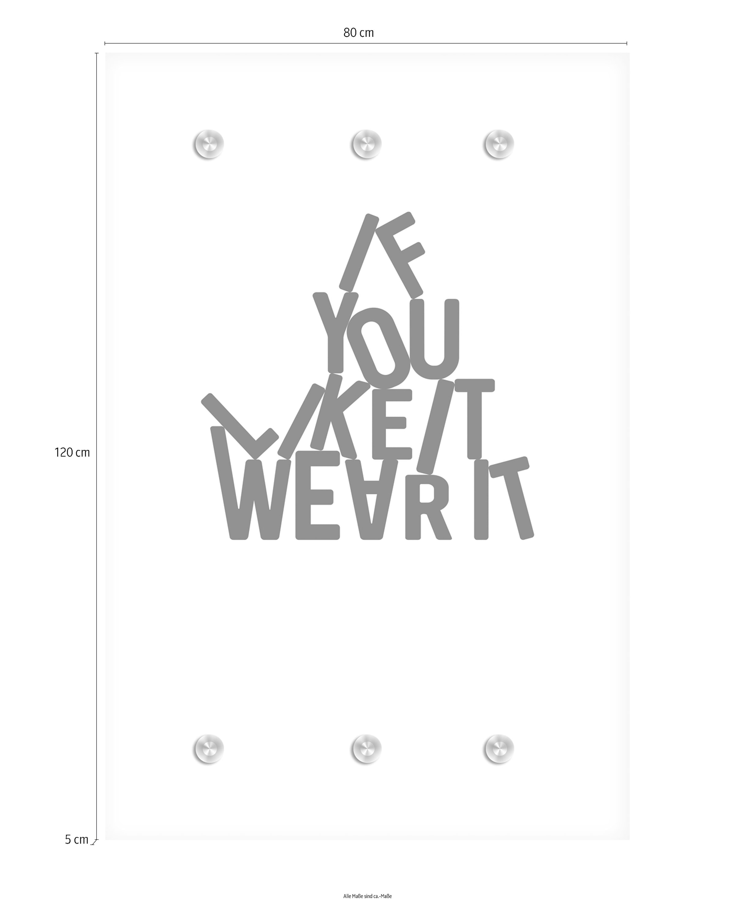 queence Garderobenleiste »IF YOU LIKE IT WEAR IT«, mit 6 Haken, 80 x 120 cm