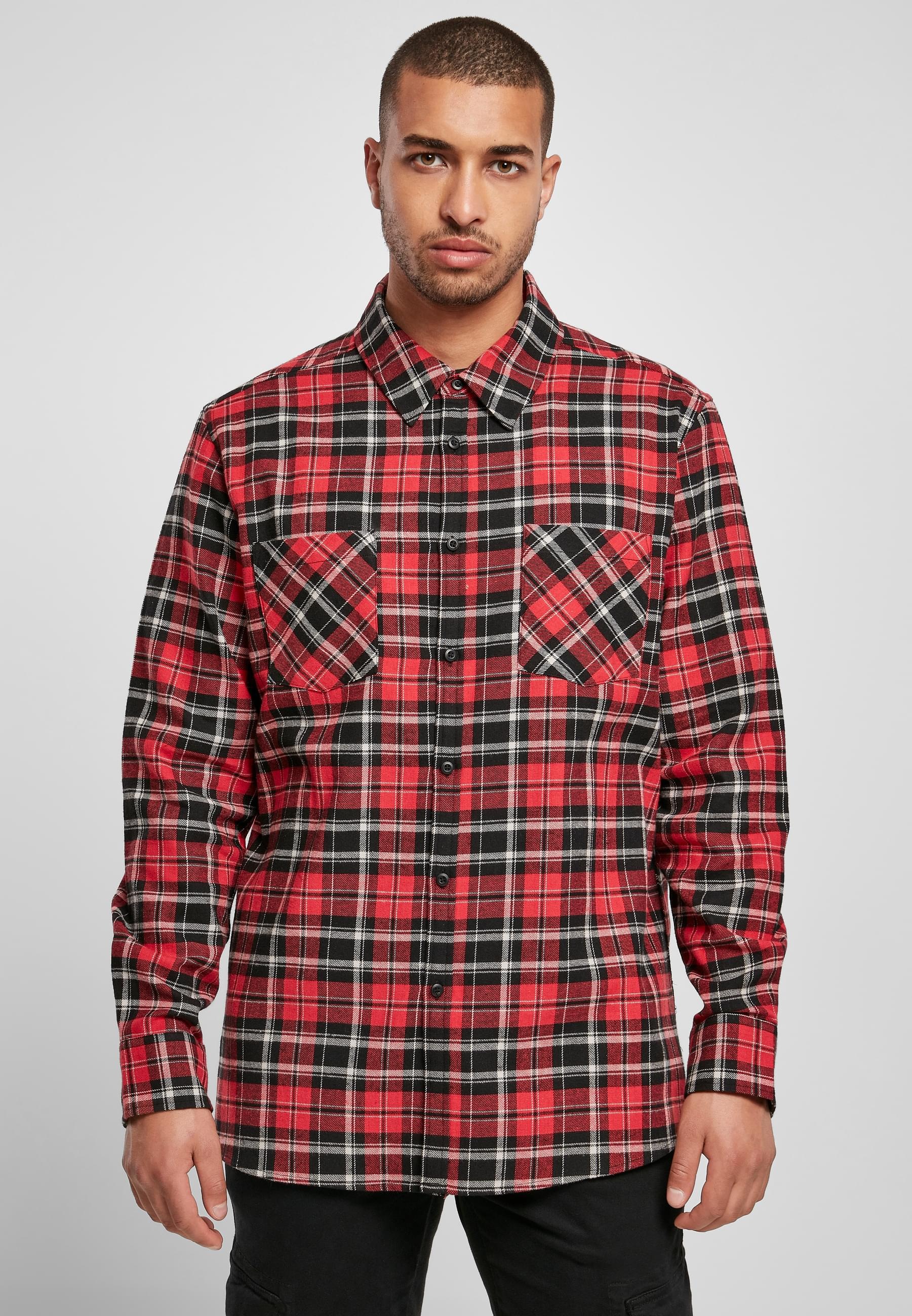 URBAN CLASSICS Langarmhemd »Urban Classics Herren Checked Roots Shirt«, (1 tlg.)