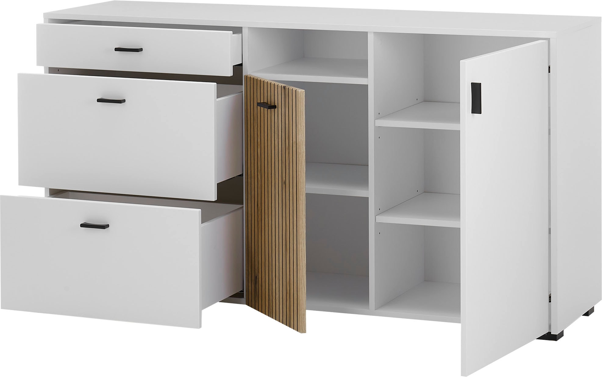 INOSIGN Sideboard »Hudson«, in moderner Trendfarbe, Griffe aus Metall (Schwarz), Breite 150 cm