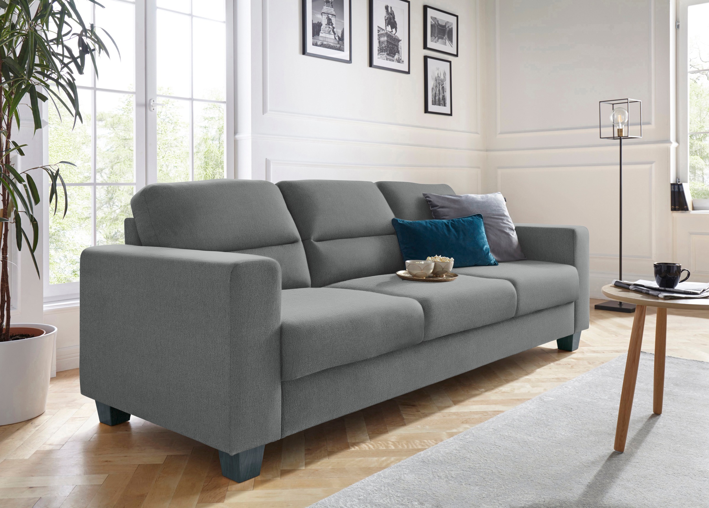 TRENDMANUFAKTUR 3-Sitzer »Chamber mit hohem Sitzkomfort«, in zeitloser Optik, Kopfstützen optional bestellbar