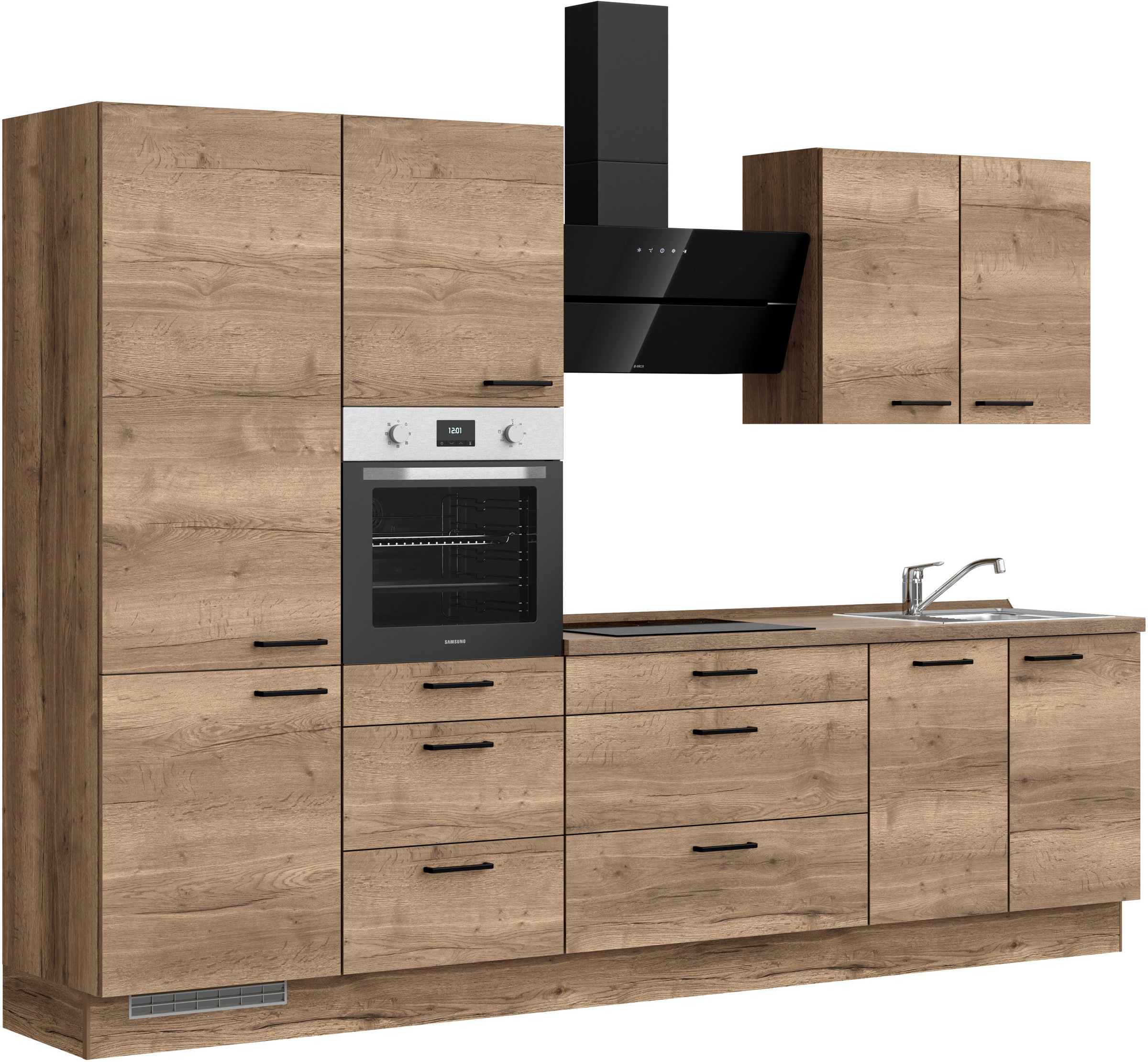 nobilia® Küchenzeile »"Structura II"«, vormontiert, Ausrichtung wählbar, Breite 300 cm, wahlw. mit E-Geräten