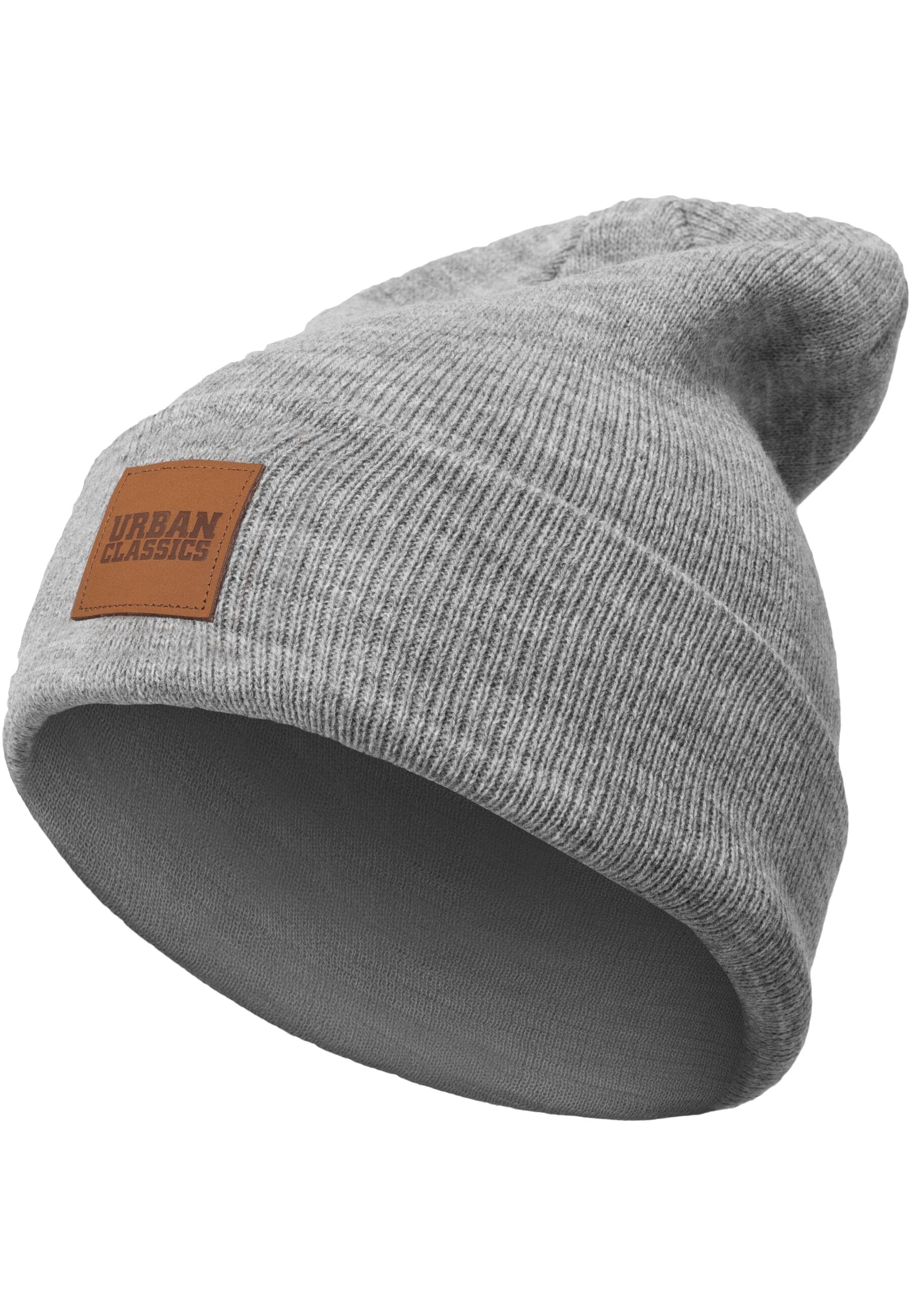 URBAN CLASSICS Beanie "Urban Classics Unisex Synthetic Leatherpatch Long Beanie", (1 St.)