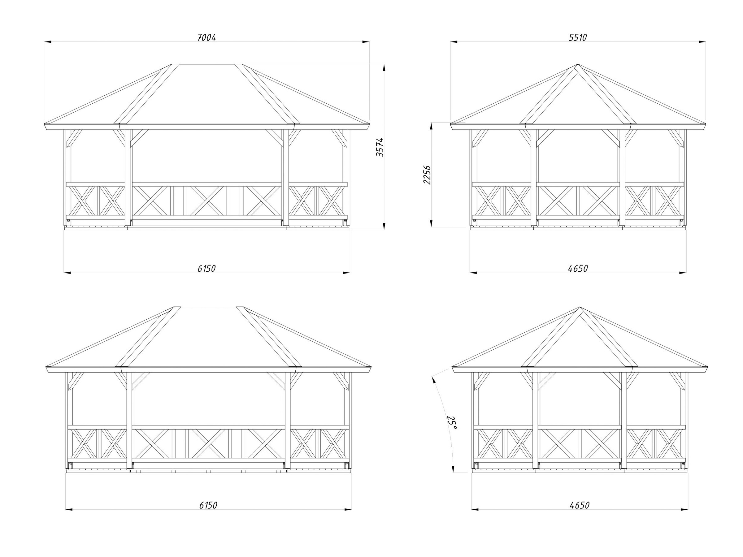 Palmako Holzpavillon »Betty« BxTxH: 551x700x362 cm