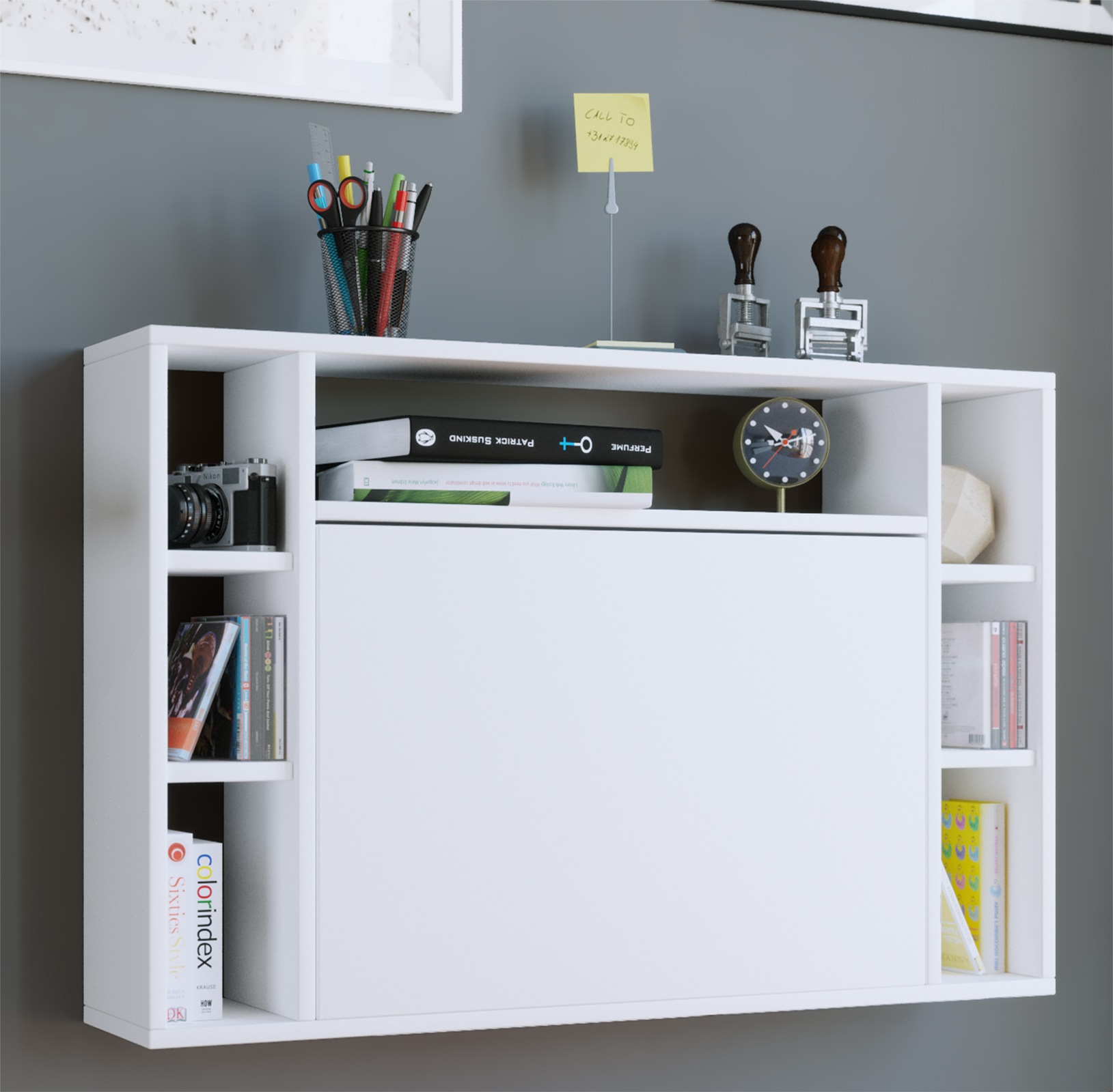VCM Wandila Wall-Mounted Desk White 90cm 3