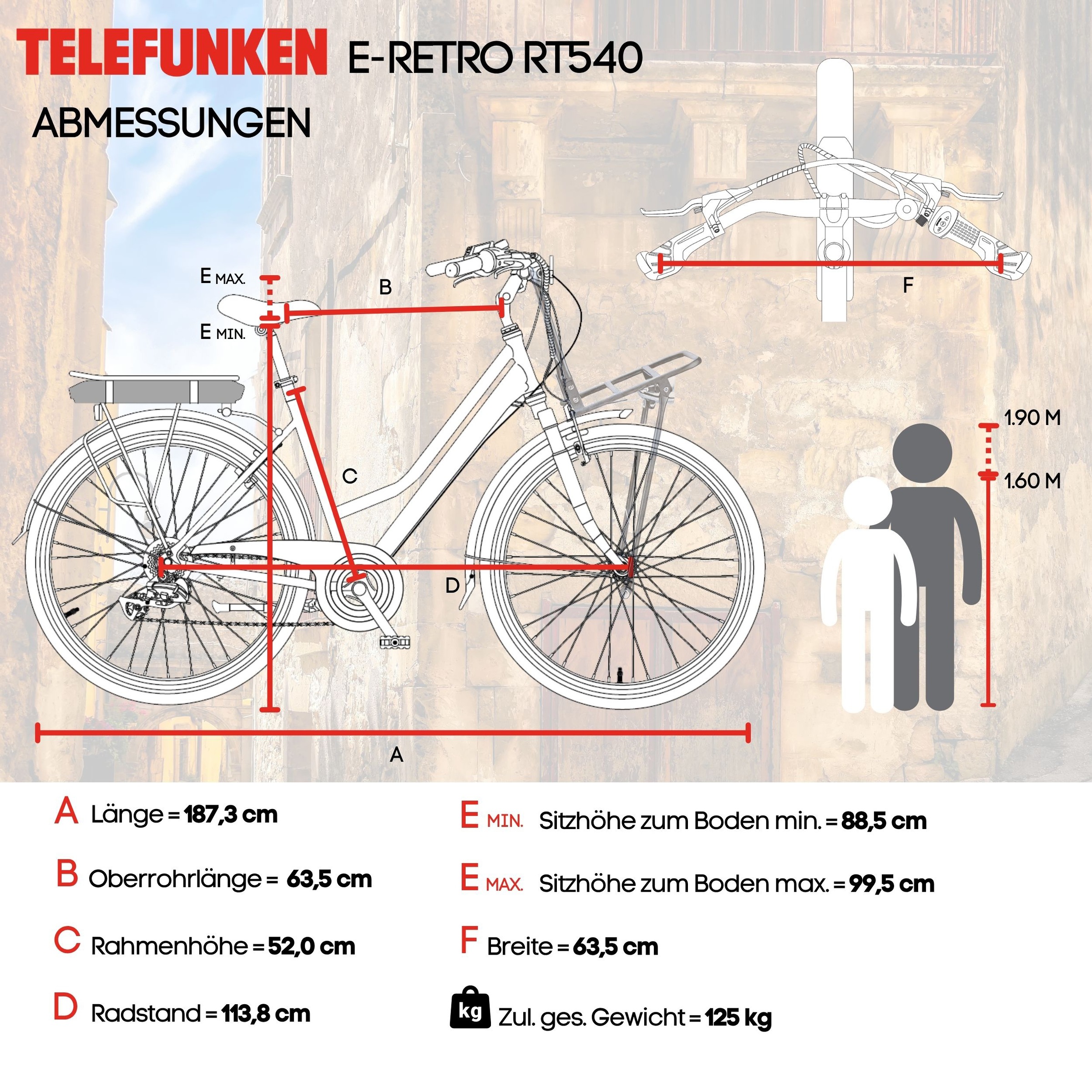 Telefunken »Multitalent RT540« 7 Gang Shimano Nexus Schaltwerk Nabenschaltung Frontmotor 250 W Pedelec, Elektrofahrrad für Damen u. Herren