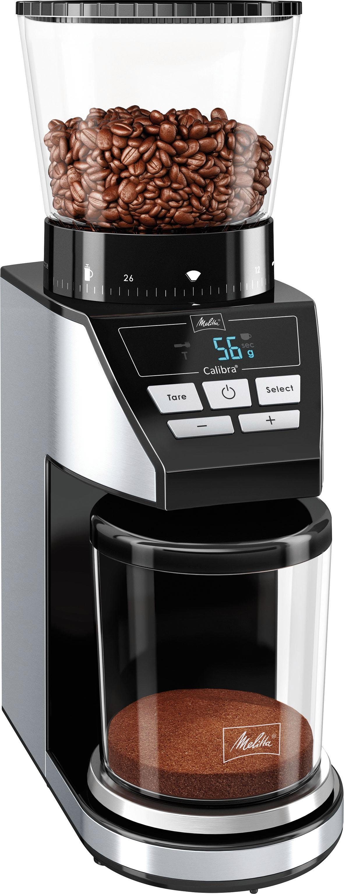 Melitta Kaffeemühle "Calibra 1027-01 schwarz-Edelstahl" 160 W Kegelmahlwerk 375 gBohnenbehälter