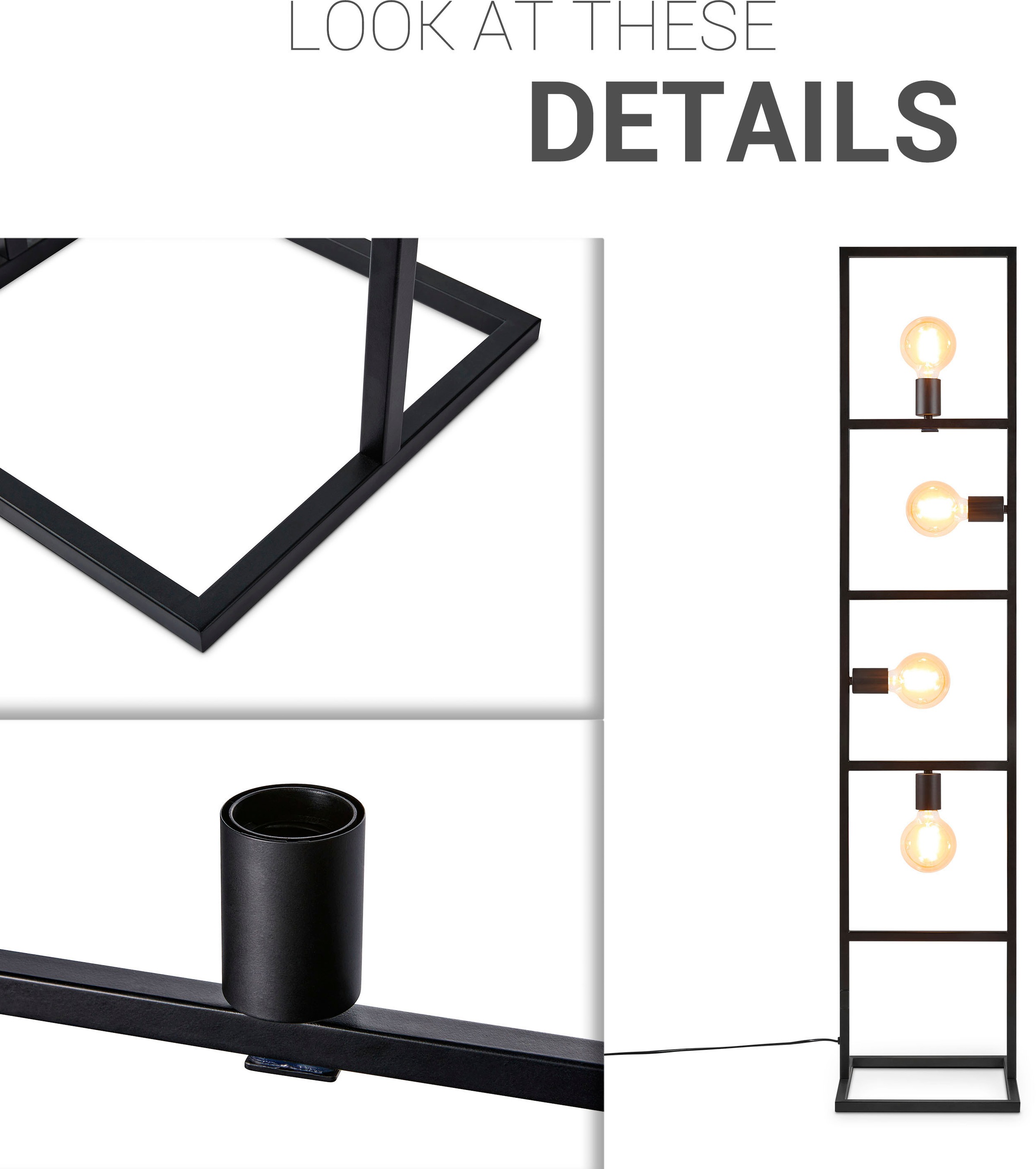 Paco Home Stehlampe »OSKAR«, Leuchtmittel E27 | ohne Leuchtmittel, LED Stehlampe Standleuchte Wohnzimmer Schlafzimmer Esszimmer Modern