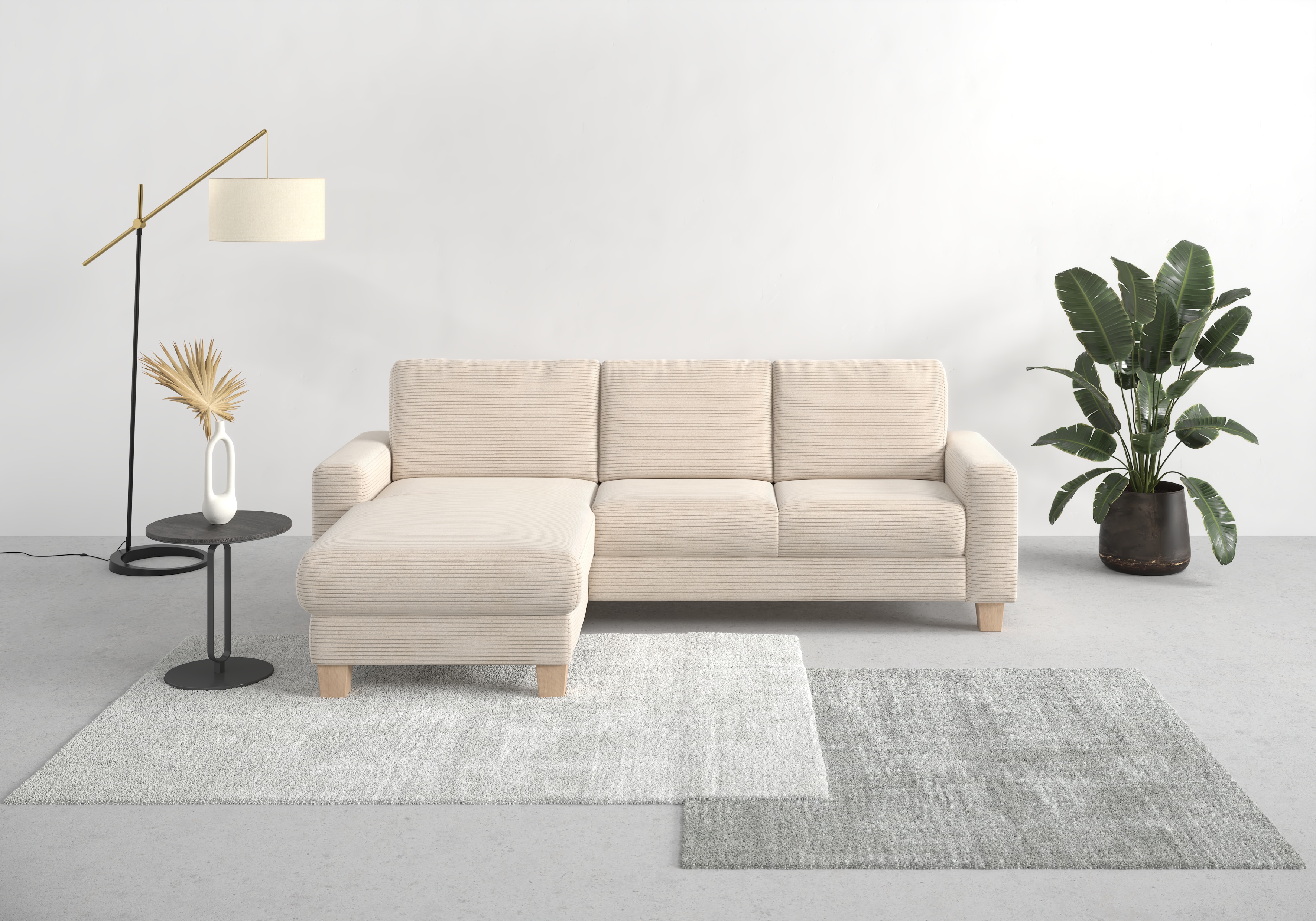 OTTO home Ecksofa "Summer L-Form" mit Recamiere, mit oder ohne Schlaffunktion und Bettkasten, Cord-Bezug
