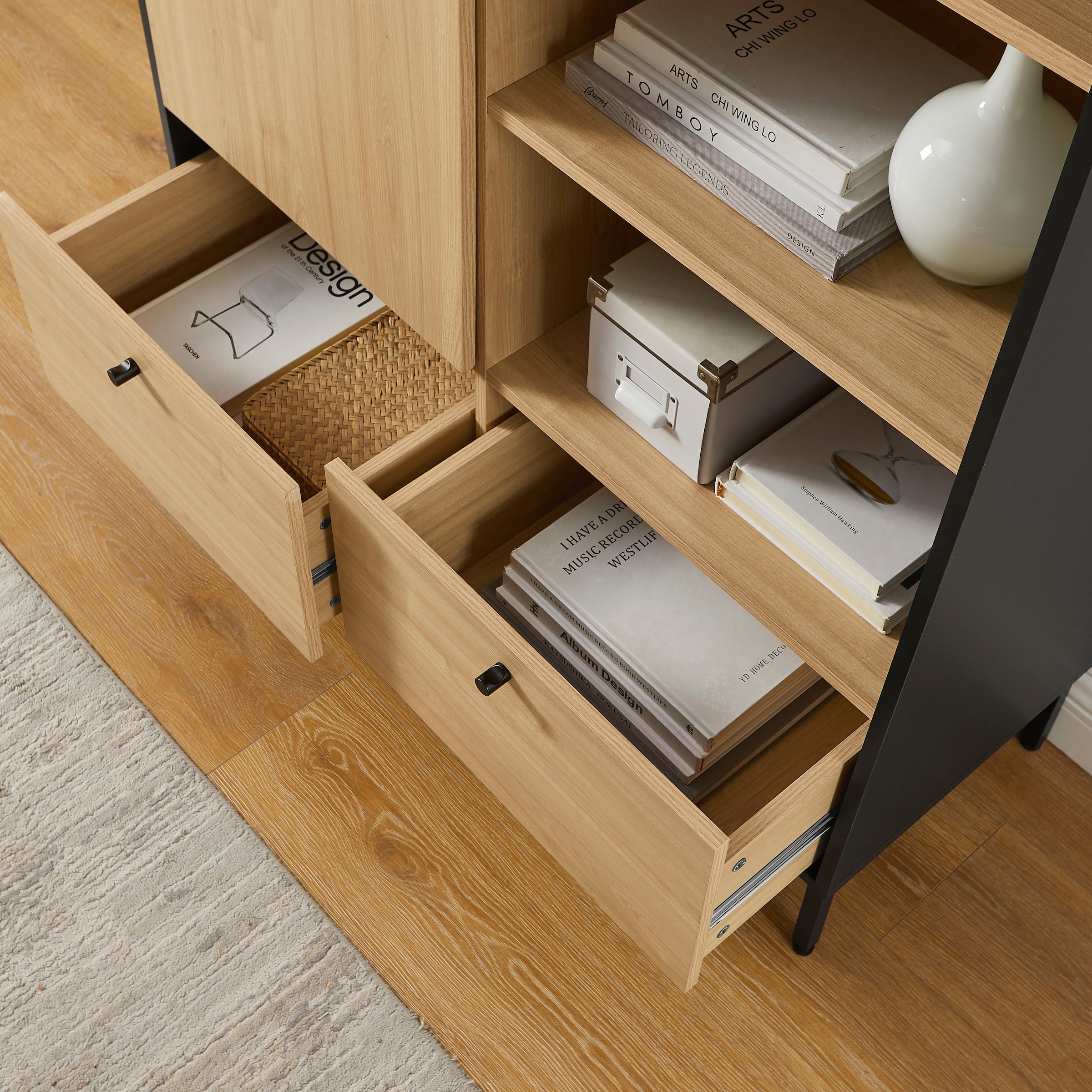 OTTO home Highboard »Tayler«, pflegeleichte Melaminoberfläche, Metallgestell, Breite 100 cm