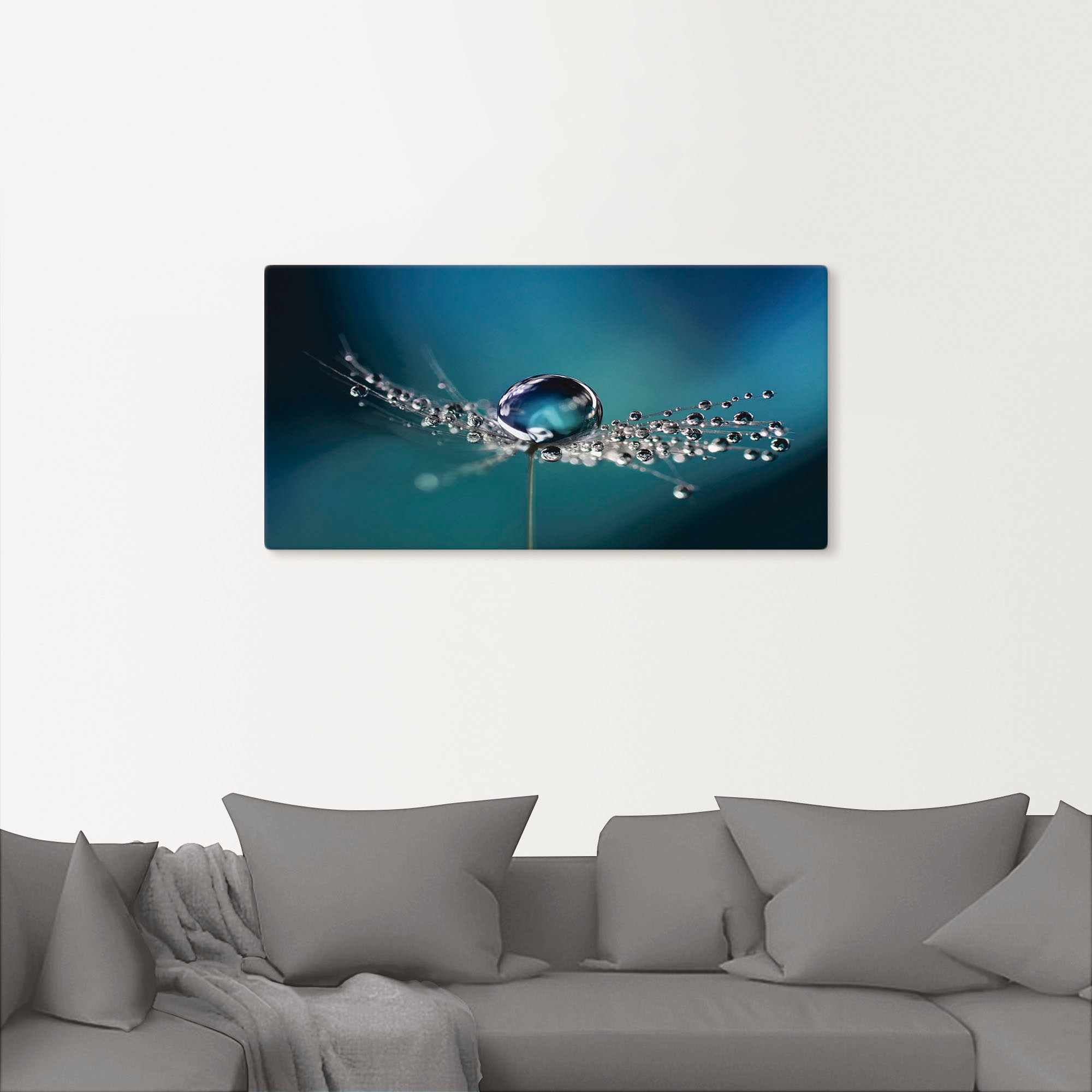 Artland Wandbild »Pusteblume Tautropfen blau«, Blumenbilder, (1 St.), als Alubild, Outdoorbild, Leinwandbild in verschied. Größen