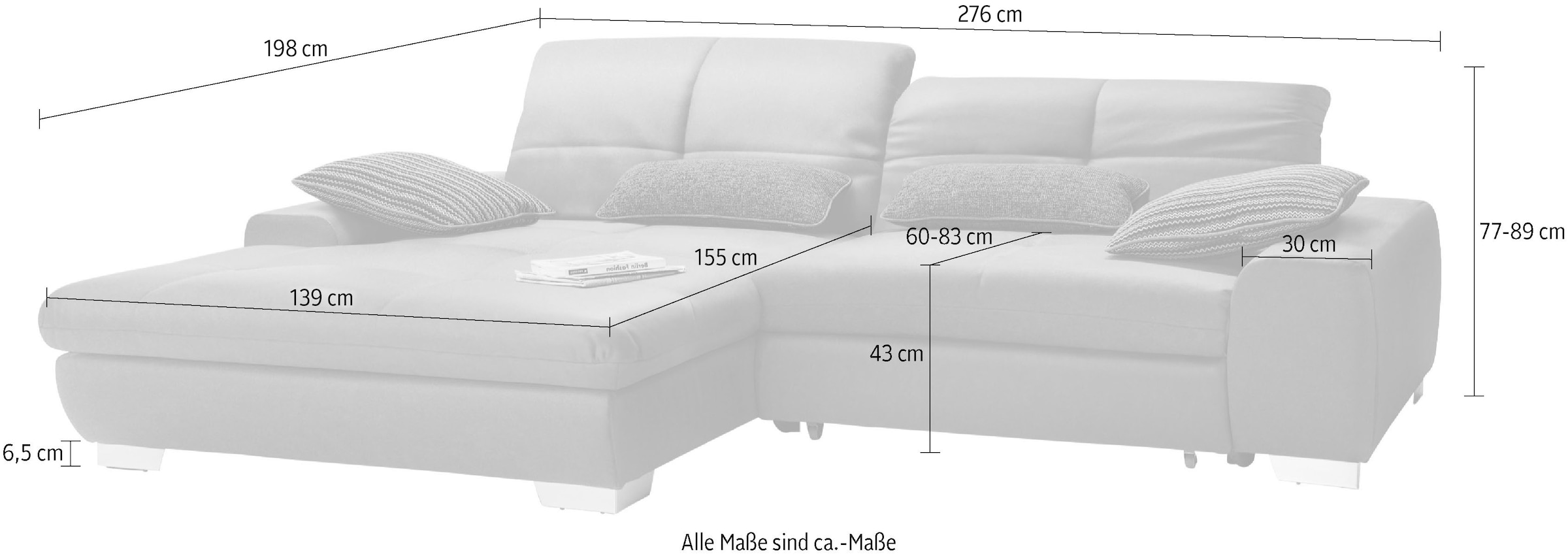 set one by Musterring Ecksofa »SO 1200 inkl. Sitztiefen- & Rückenverstellung für hohen Sitzkomfort,«, wahlweise mit Bettfunktion und Stauraum, L-Form, auch in Cord Bezug