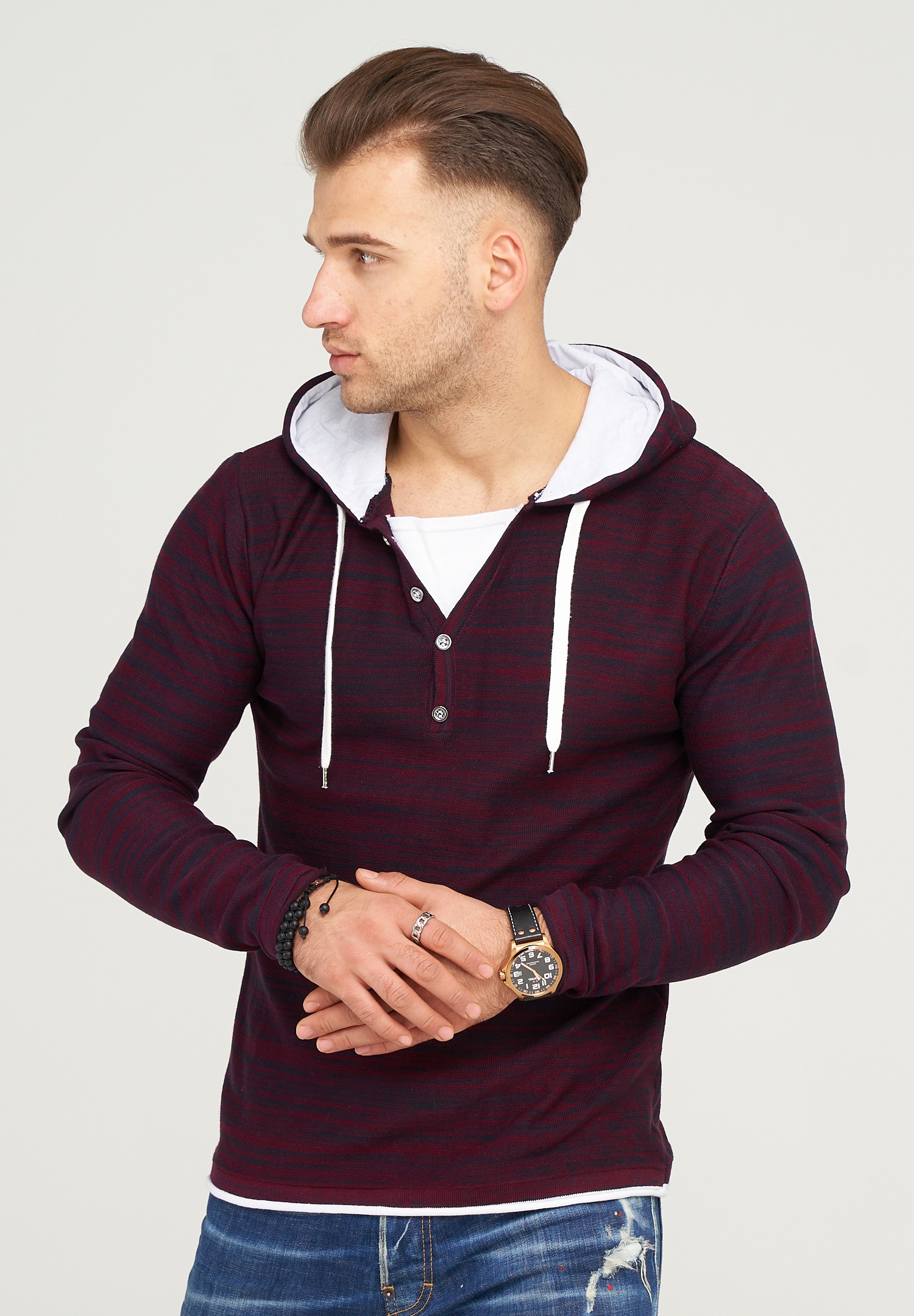 behype Kapuzensweatshirt »JOSHA«, in melierter Optik