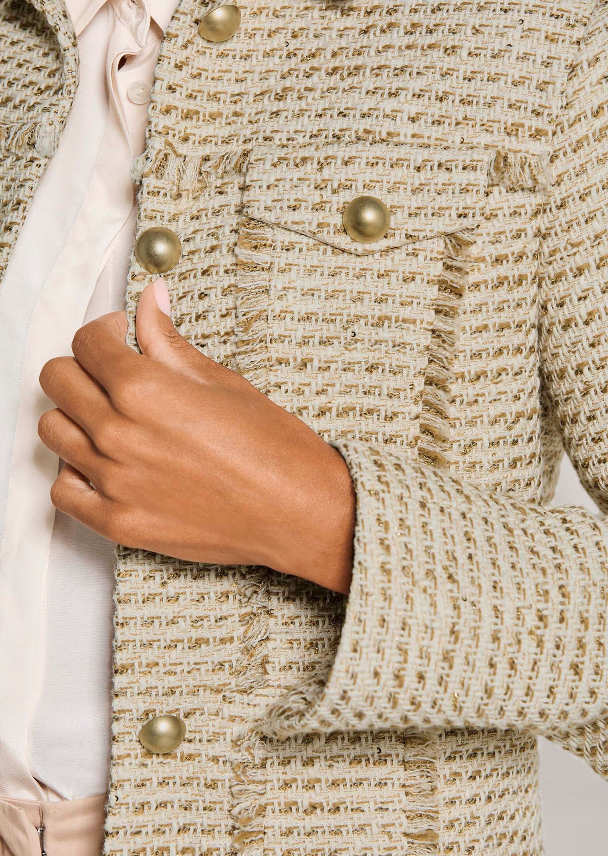 MADELEINE Jackenblazer »Tweedblazer Baumwolljacke mit Fransendetails«