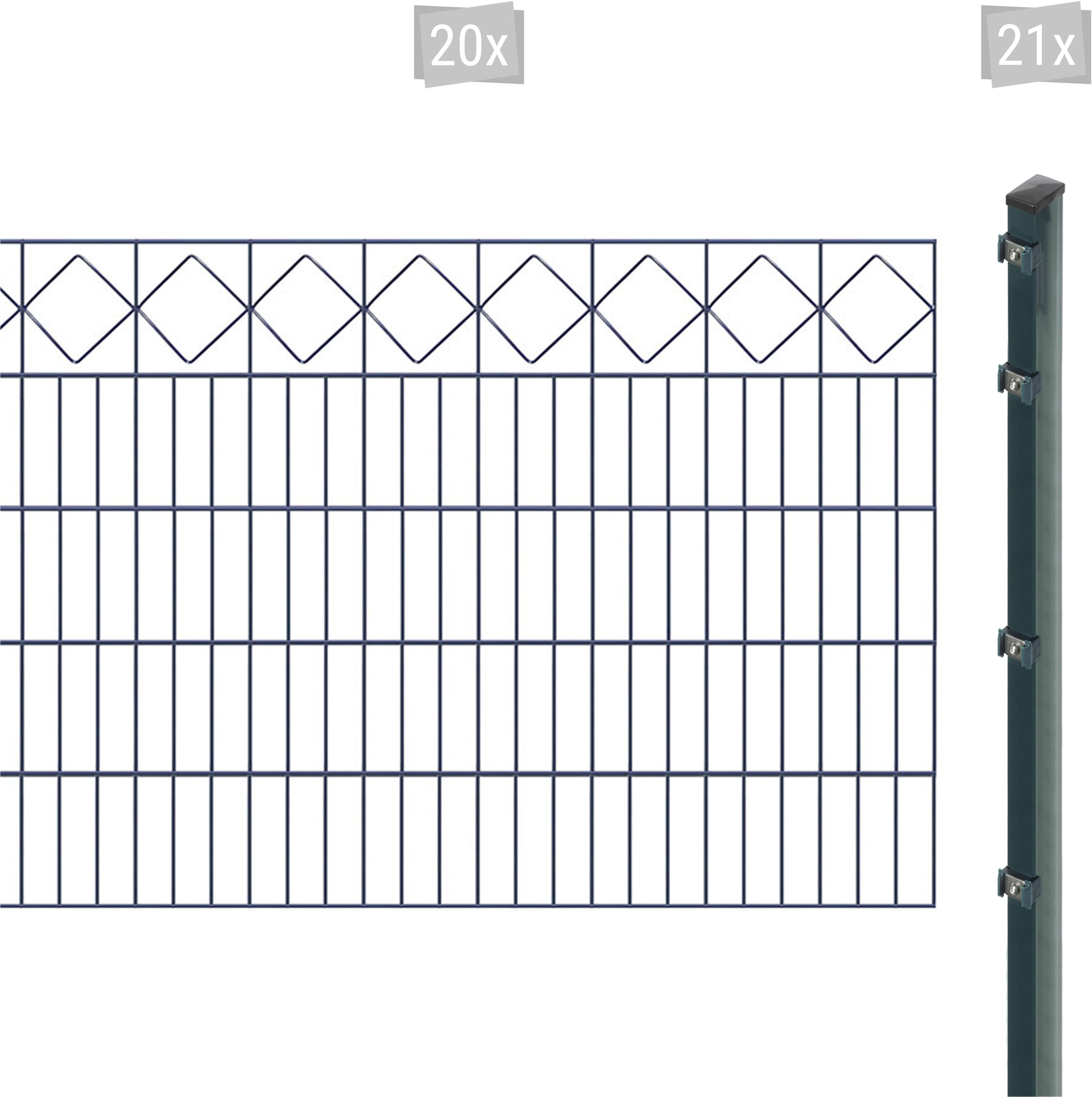 Arvotec Doppelstabmattenzaun "EXCLUSIVE 100 zum Einbetonieren "Karo" mit Zierleiste", Zaunhöhe 100 cm, Zaunlänge 2 - 60 