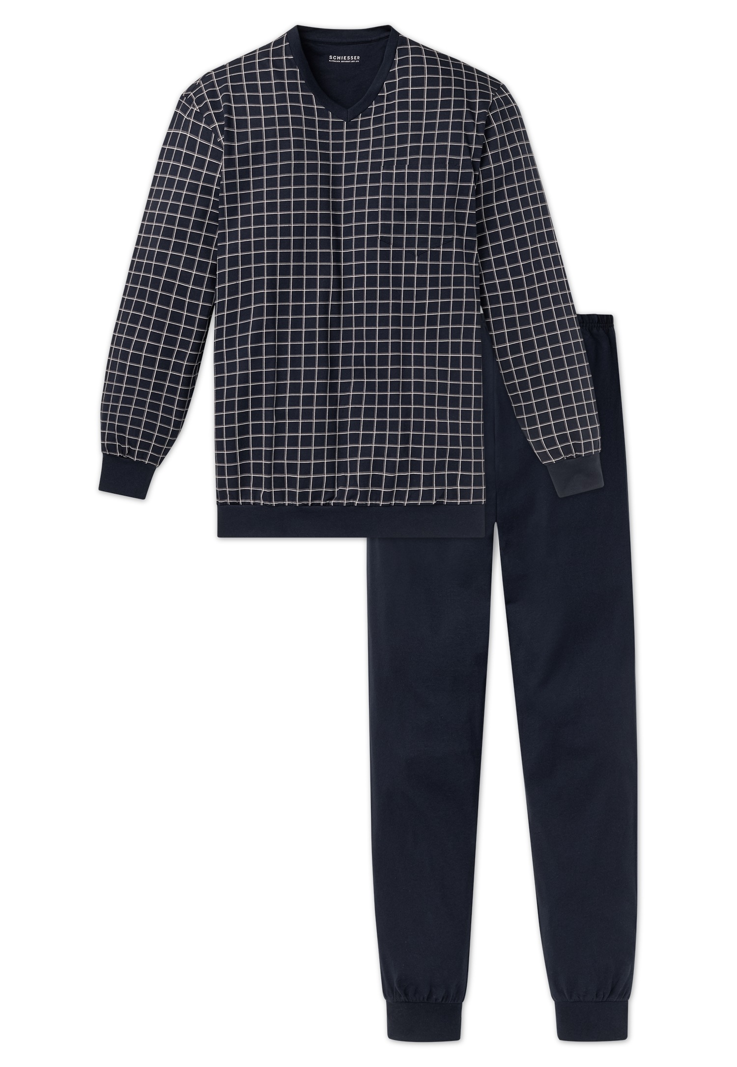 Schiesser Schlafanzug "Dark Sapphire" 2 Stk. tlg., mit klassischem Karo-Mus günstig online kaufen