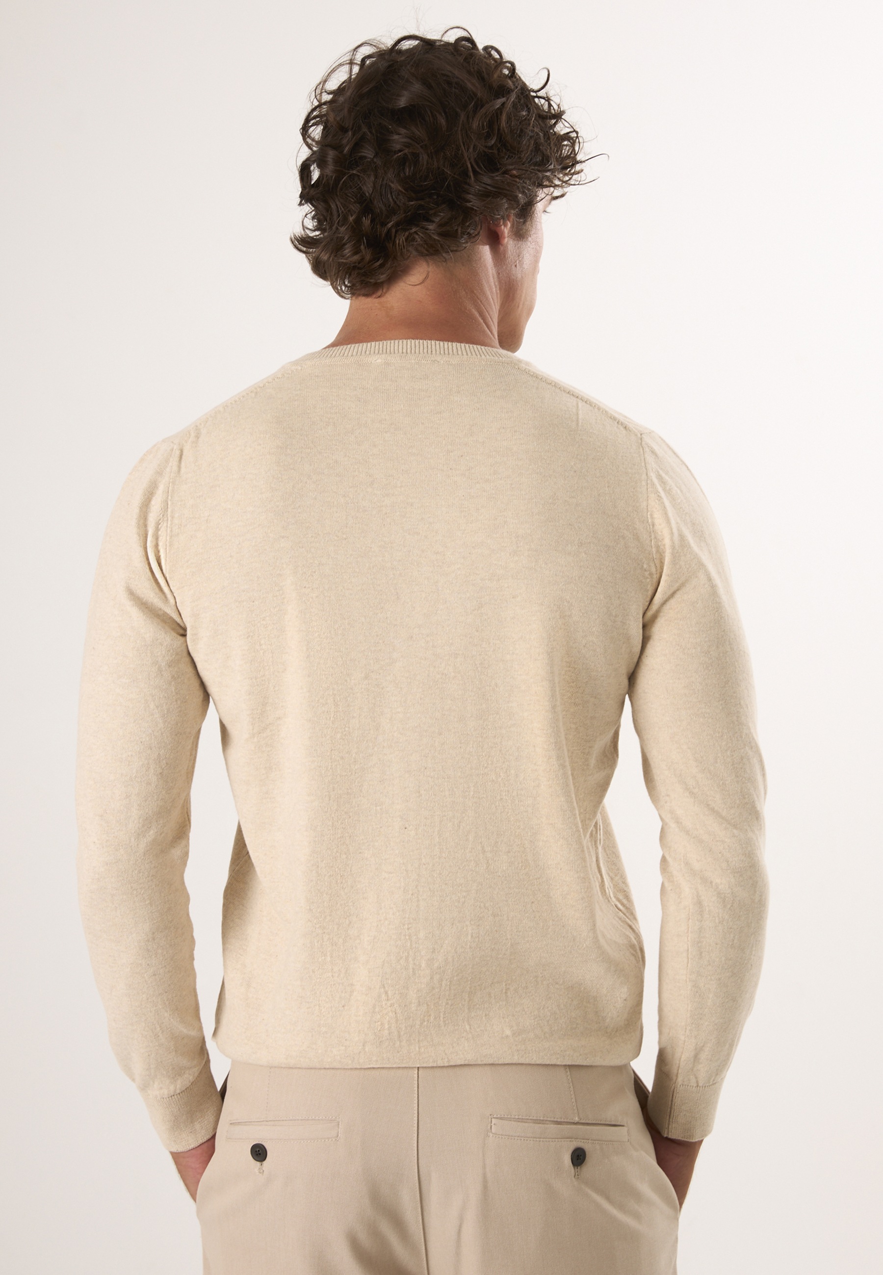 Felix Hardy V-Neck Knit Sweater Beige XL 3