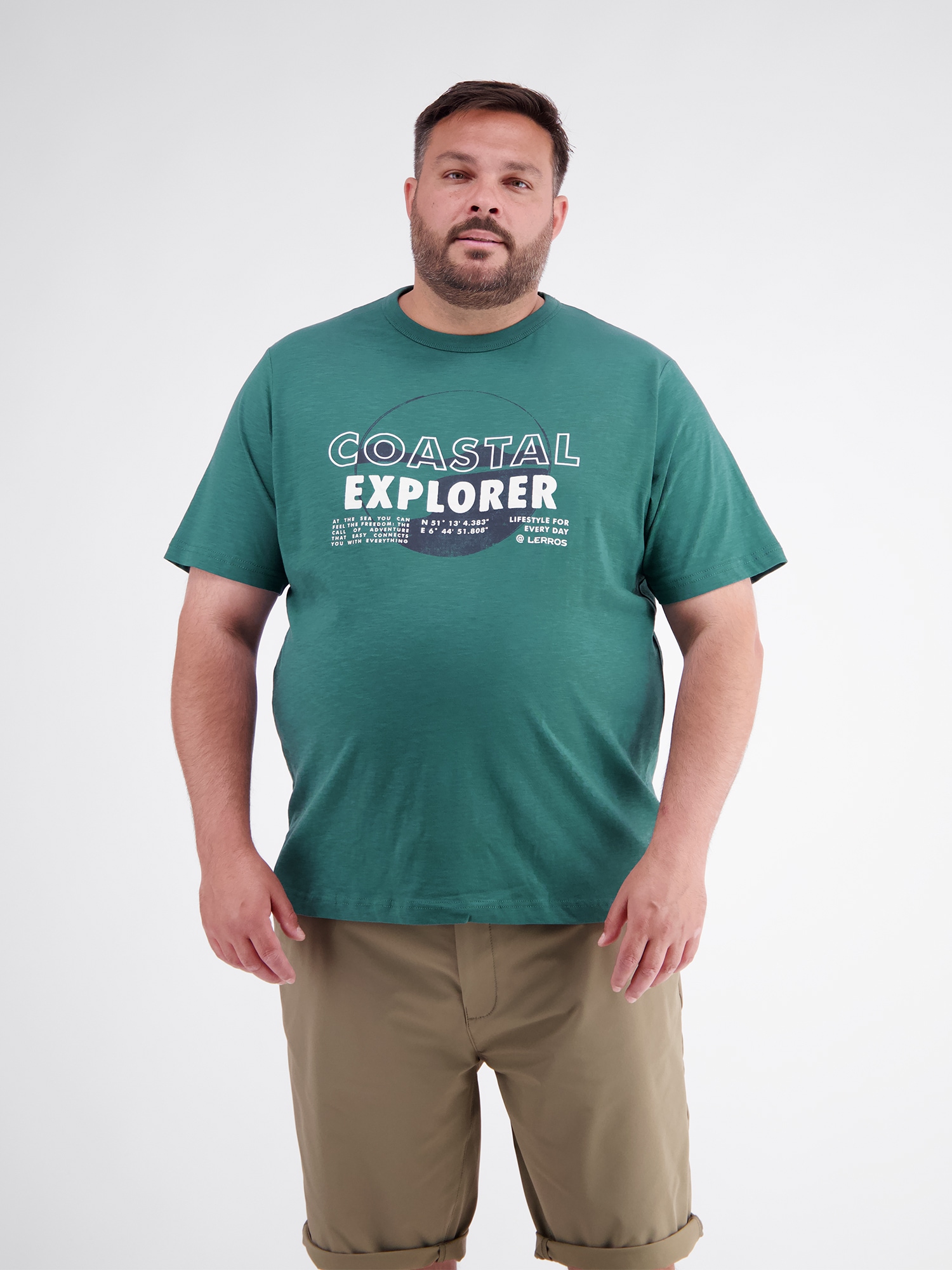 LERROS T-Shirt "T-Shirt mit O-Neck in großen Größen"