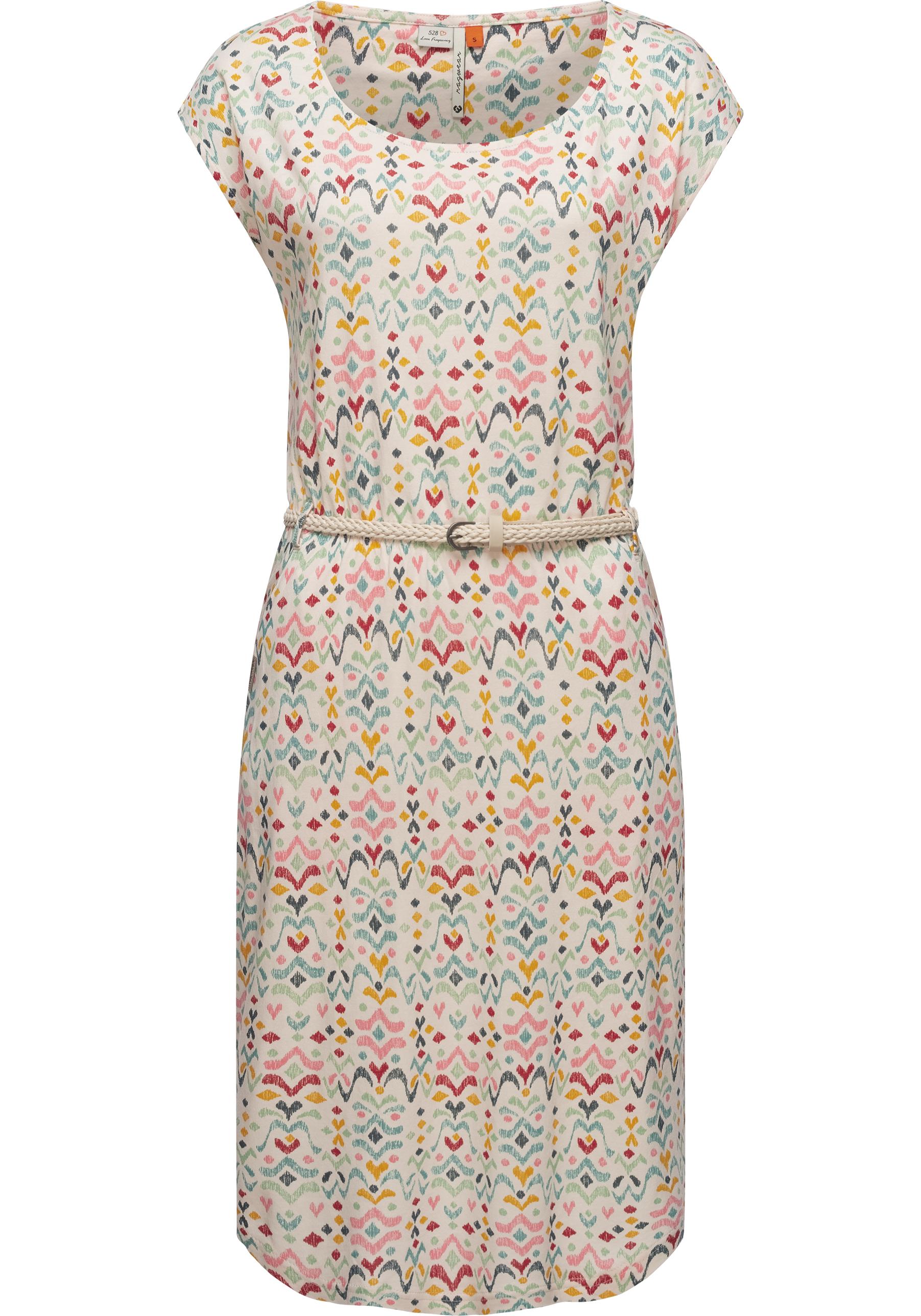 Ragwear Shirtkleid "Lilithe Ikat" Eingrifftaschen stylisches Damen Sommerkleid mit Taillengürtel