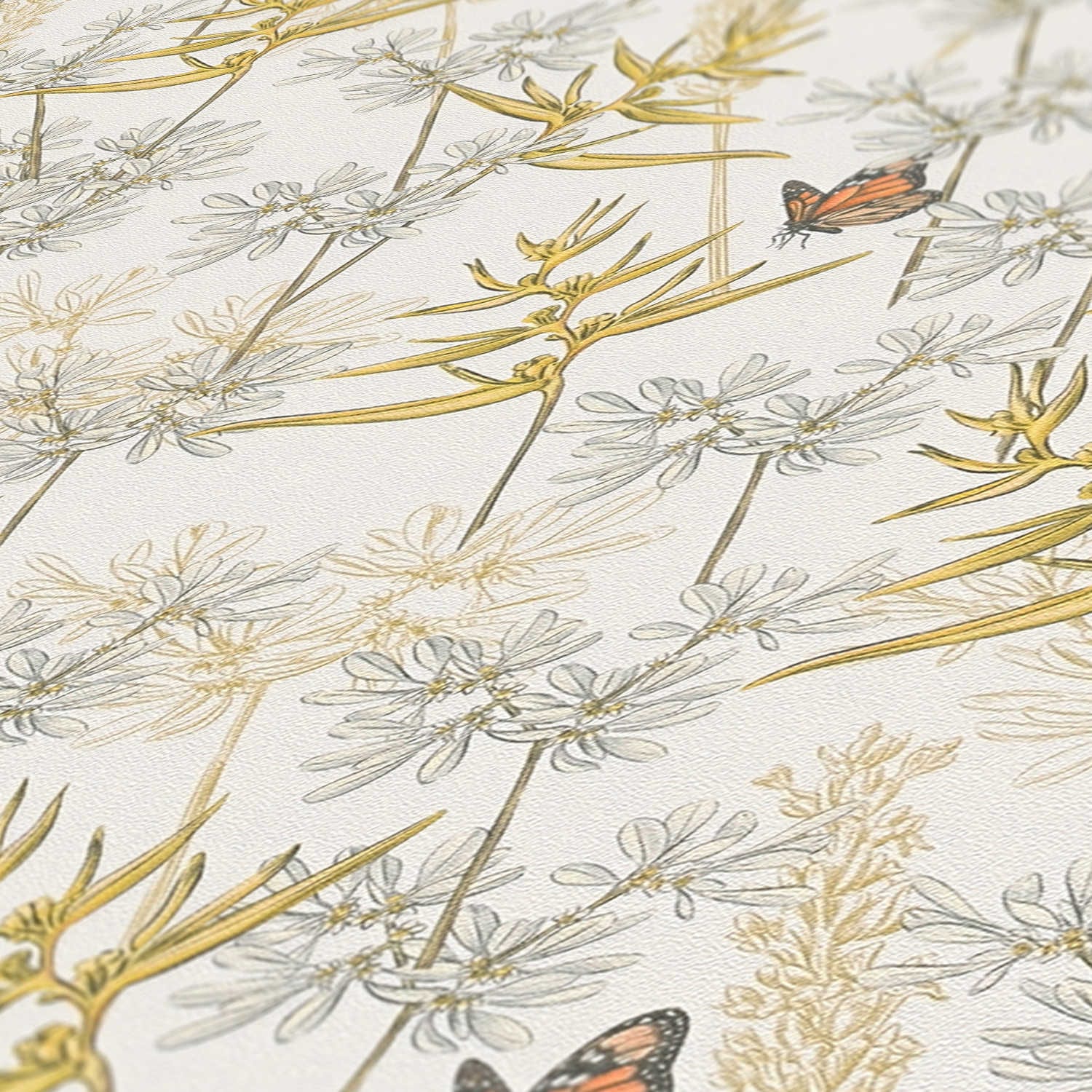 living walls Vliestapete »Drawn Into Nature Pflanzen-Tapete Mustertapete Floral Natur« matt strukturiert Vliestapete Blätter für Schlafzimmer Küche Wohnzimmer Pflanzen Design