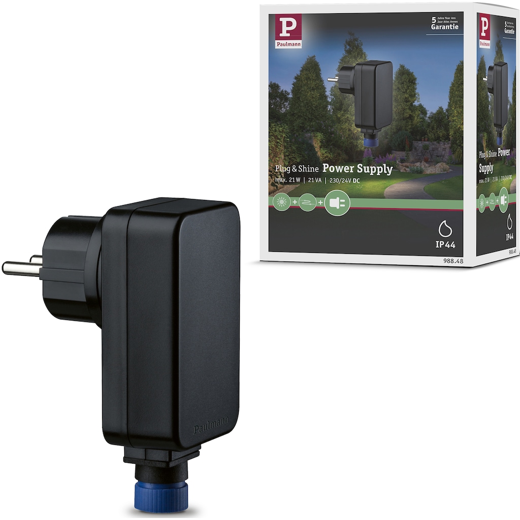 Paulmann Trafo »Outdoor Plug & Shine Power Supply Schwarz Kunststoff«, (Packung, 1 St.), IP44 230/24V DC 21W