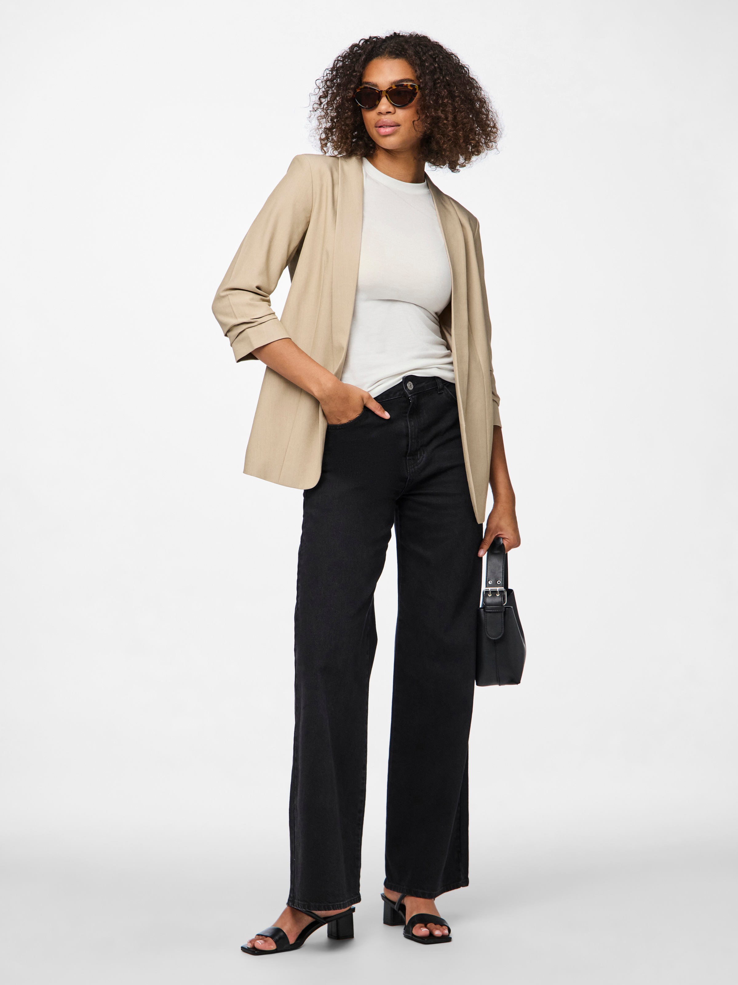 pieces Blusenblazer »PCBOSELLA 3/4 BLAZER NOOS« Materialmix, regular fit
