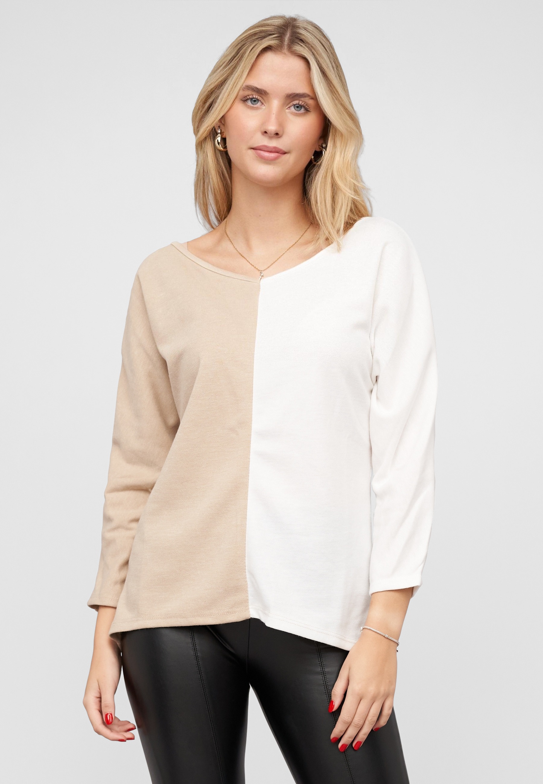 CLOUD 5IVE Sweater »CLOUD 5IVE 2-Tone Pullover mit Vokuhila Schnitt«
