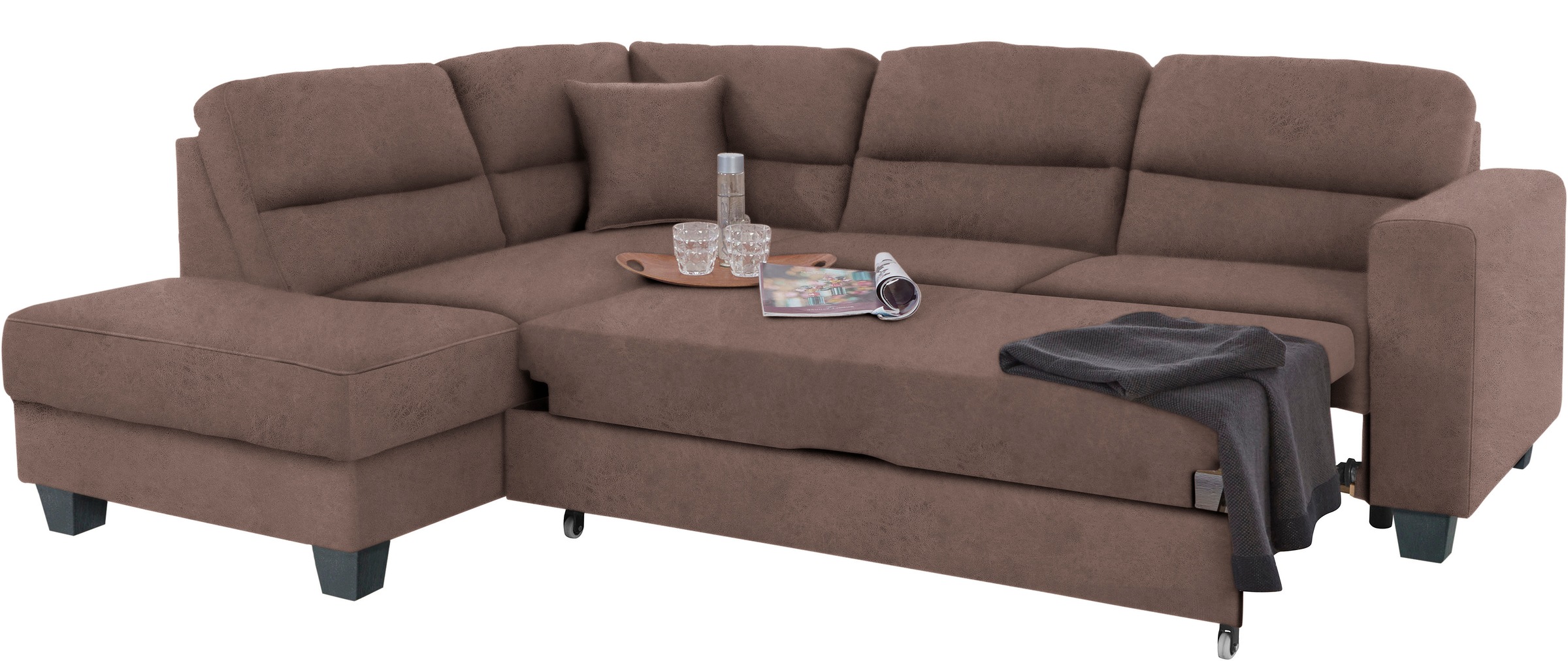 TRENDMANUFAKTUR Ecksofa »Chamber, zeitlos und modern, hoher Sitzkomfort, L-Form«, wahlweise mit Schlaffunktion