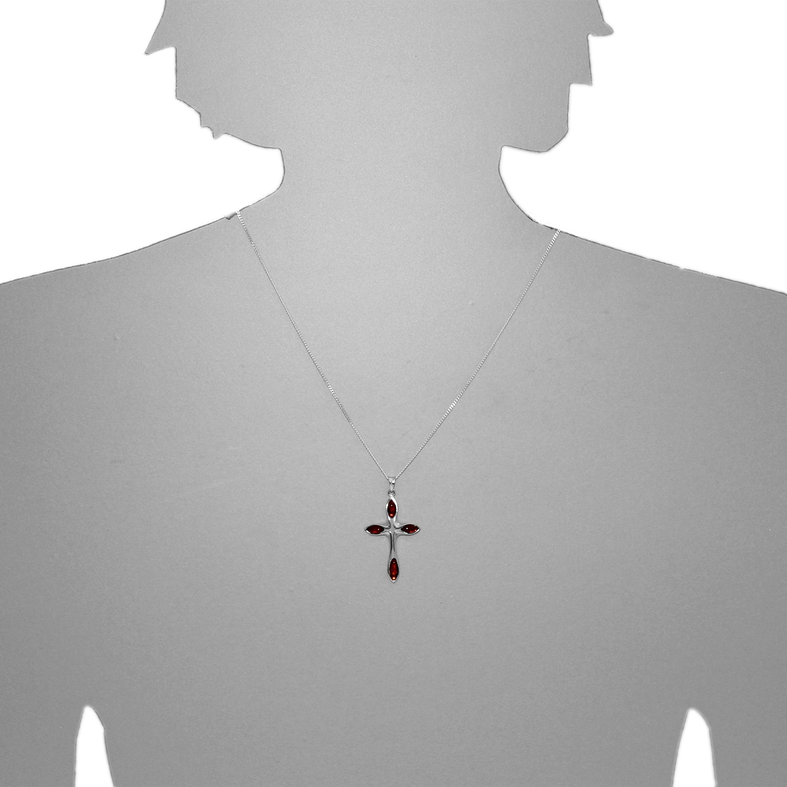 OSTSEE-SCHMUCK Kette mit Anhänger »- Kreuz 38 x 24 mm - Silber 925/000 - Bernstein«