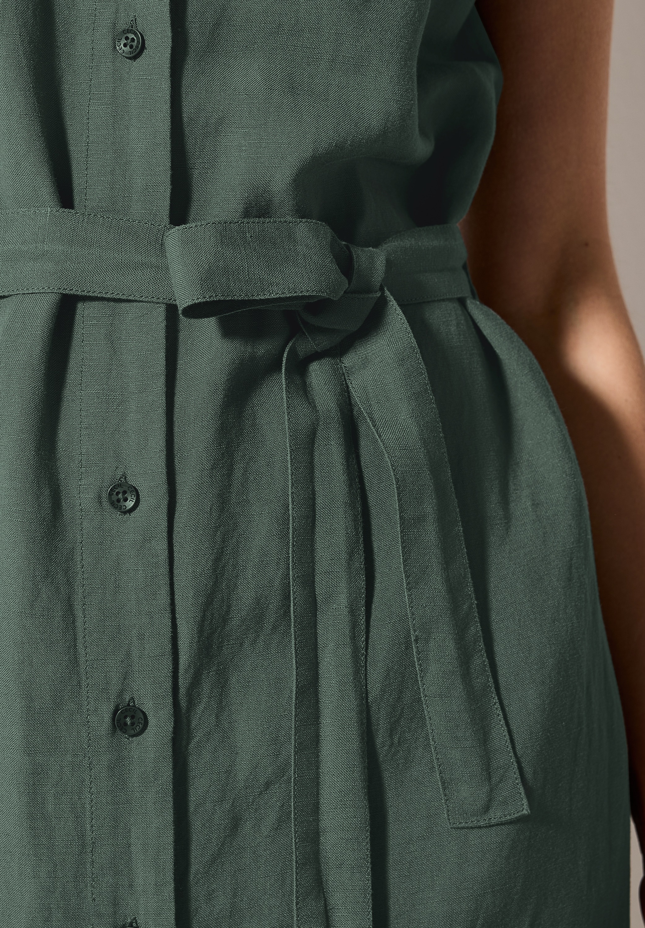 Thumbnail - Cecil Blusenkleid Eingrifftaschen aus sommerlicher Qualität mit Leinen