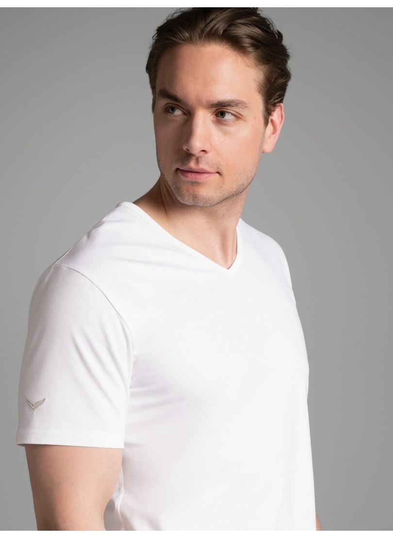 Trigema T-Shirt "TRIGEMA T Shirt aus Biobaumwolle mit V-Ausschnitt" 1 Stk.