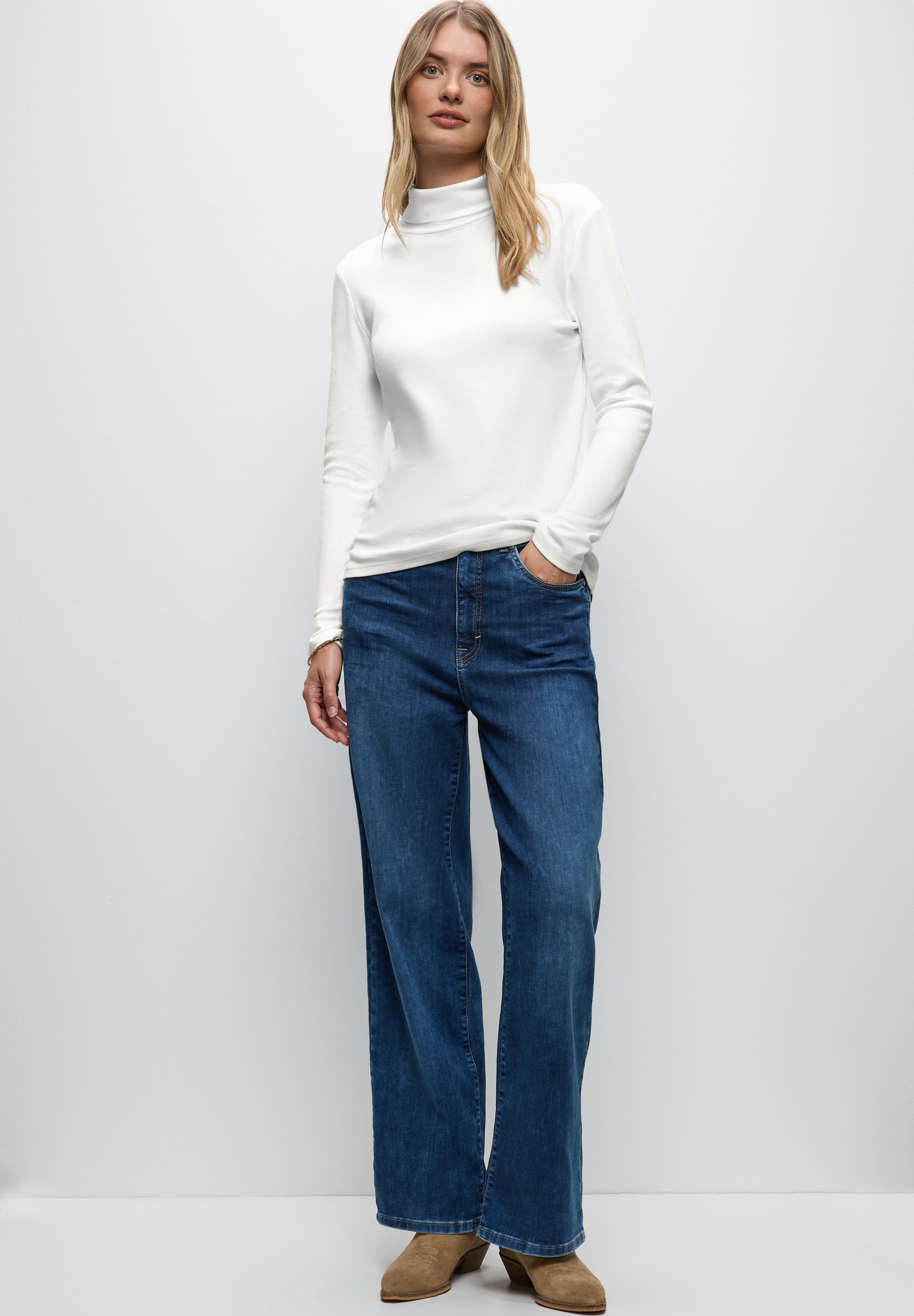 Thumbnail - STREET ONE Rollkragenshirt im soften Baumwoll-Mix