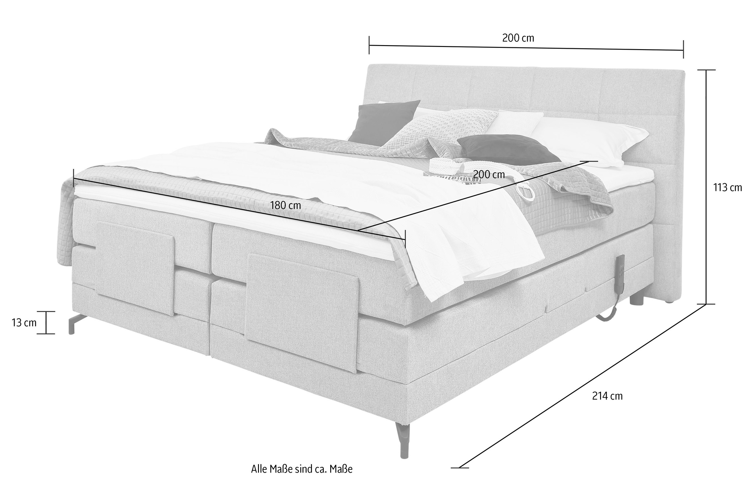 ADA trendline Boxspringbett »Emalia«, inklusive Matratze und Topper, in verschiedenen Größen und Härtegraden