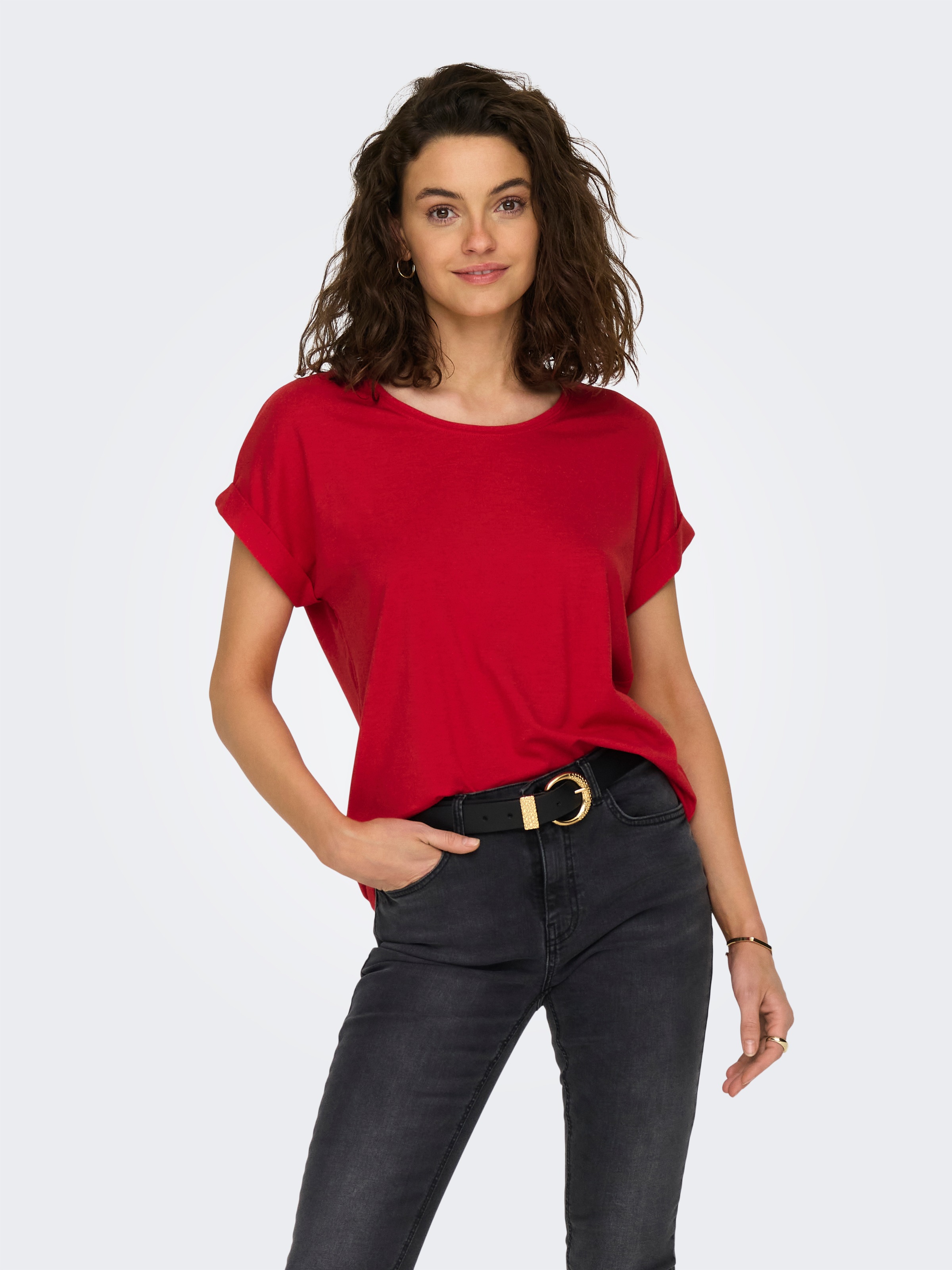 ONLY T-Shirt "ONLMOSTER – Kurzarmshirt mit Aufschlag und klassischem Look" günstig online kaufen