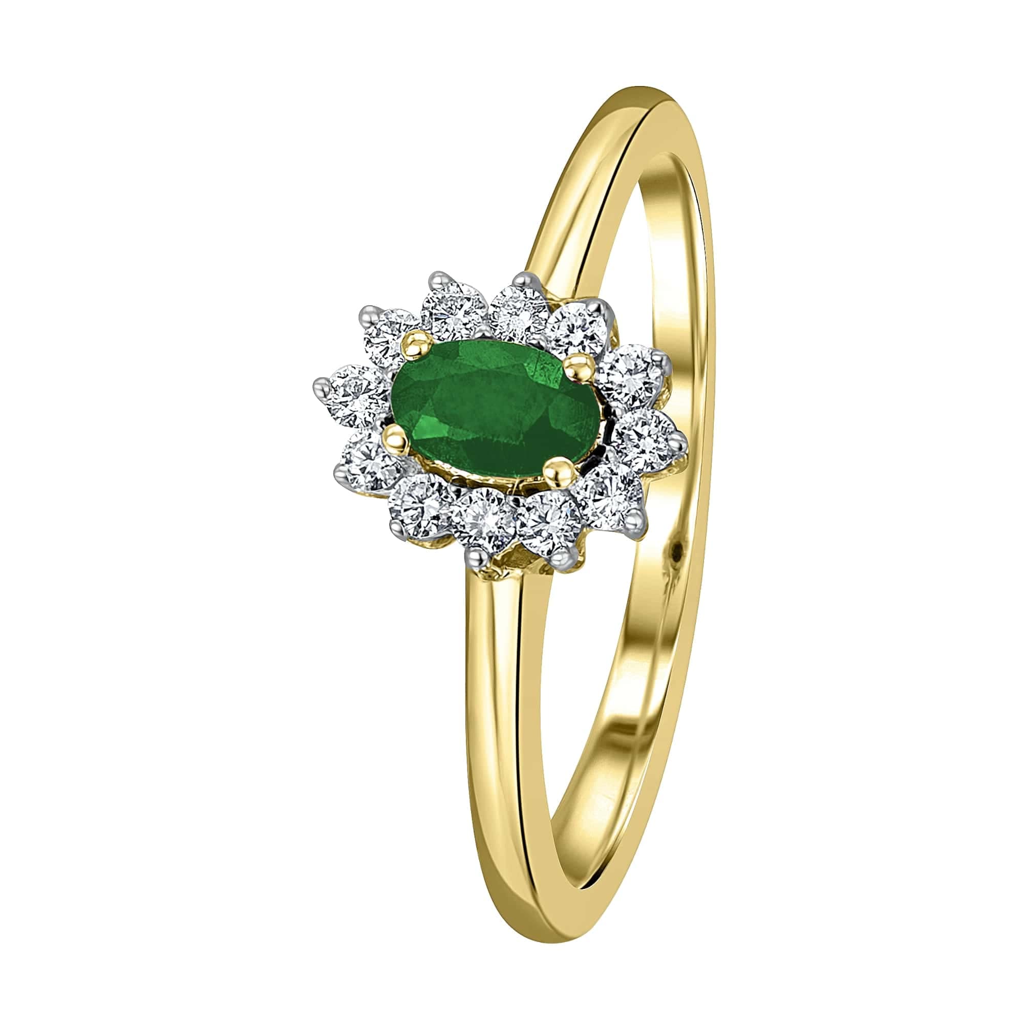 ONE ELEMENT Diamantring »0,15 ct Diamant Brillant Smaragd Ring aus 585 Gelbgold«, Damen Gold Schmuck