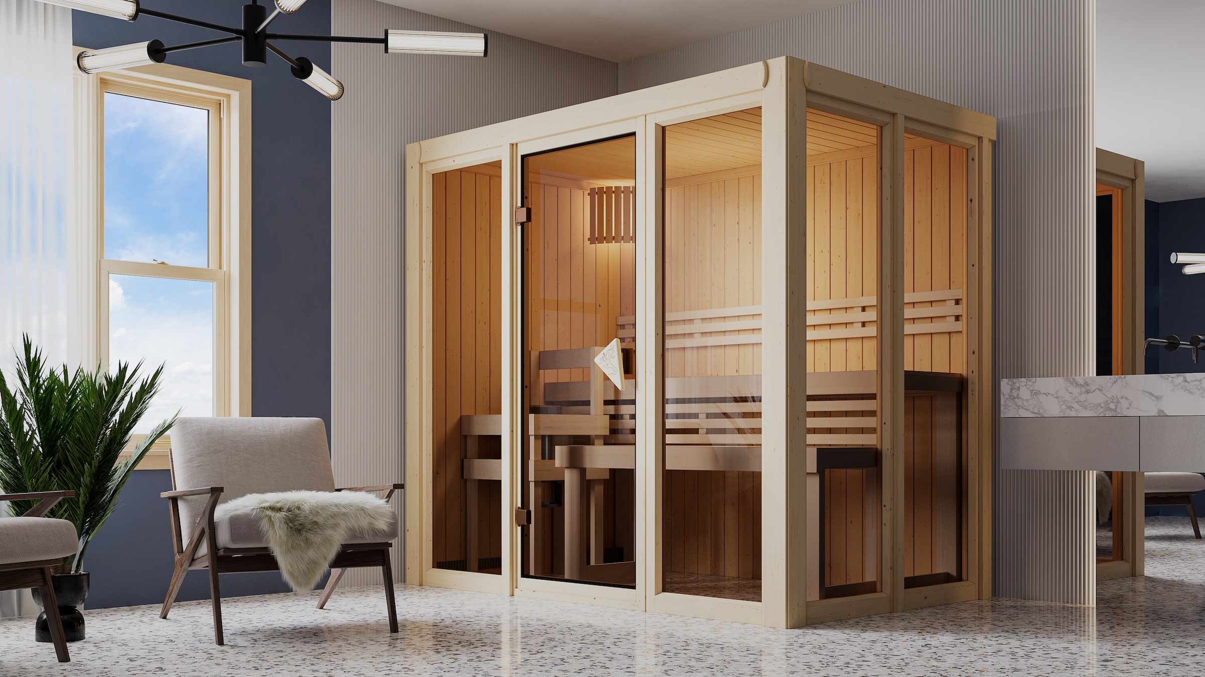 Karibu Sauna "Ivana 3", Ganzglasfront