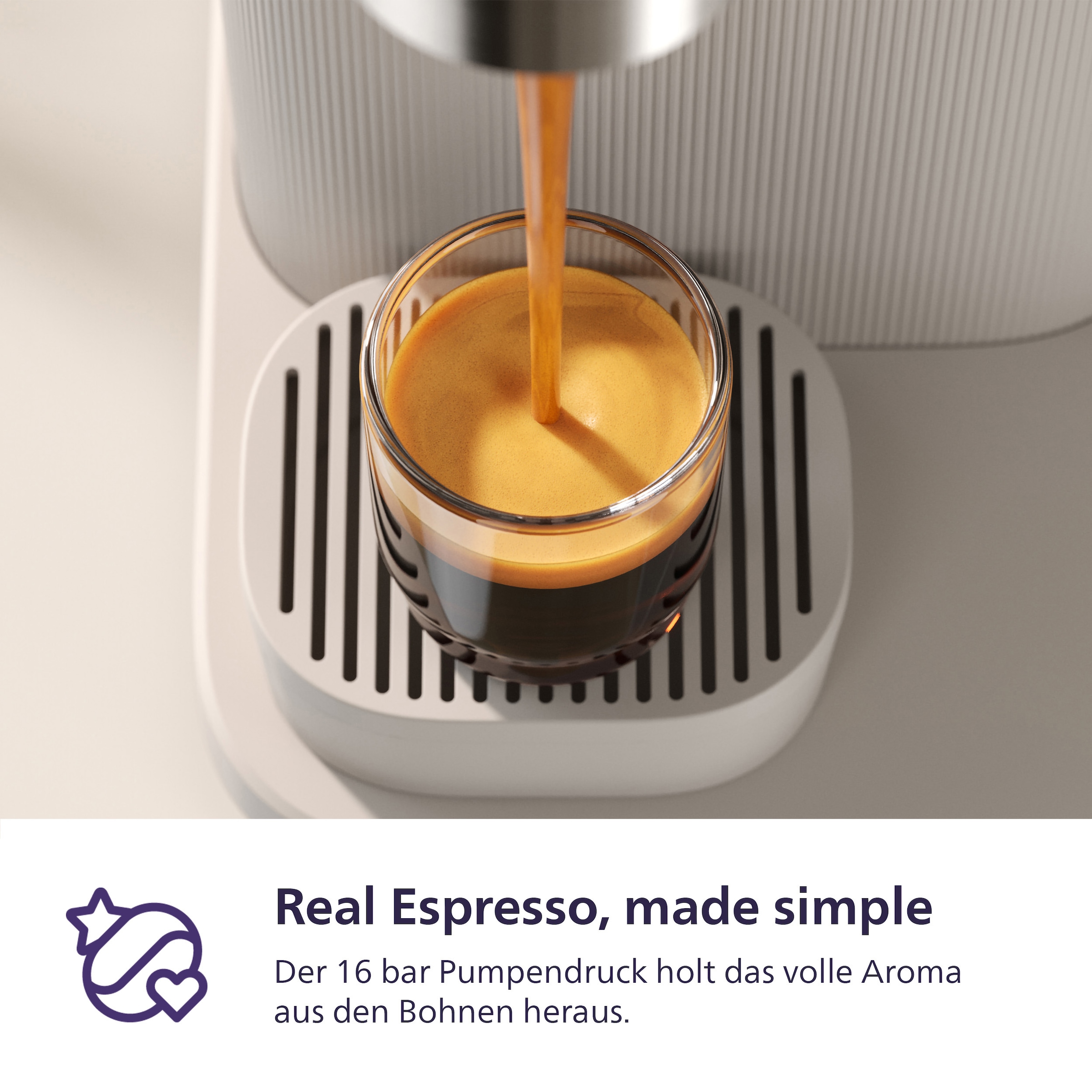 PHILIPS baristina Espressomaschine »mit Bean swap BAR320/00 mit Mahlwerk für ganze Bohnen«, Doppelter Bohnenbehälter, 16 bar Pumpendruck, Naturweiß​