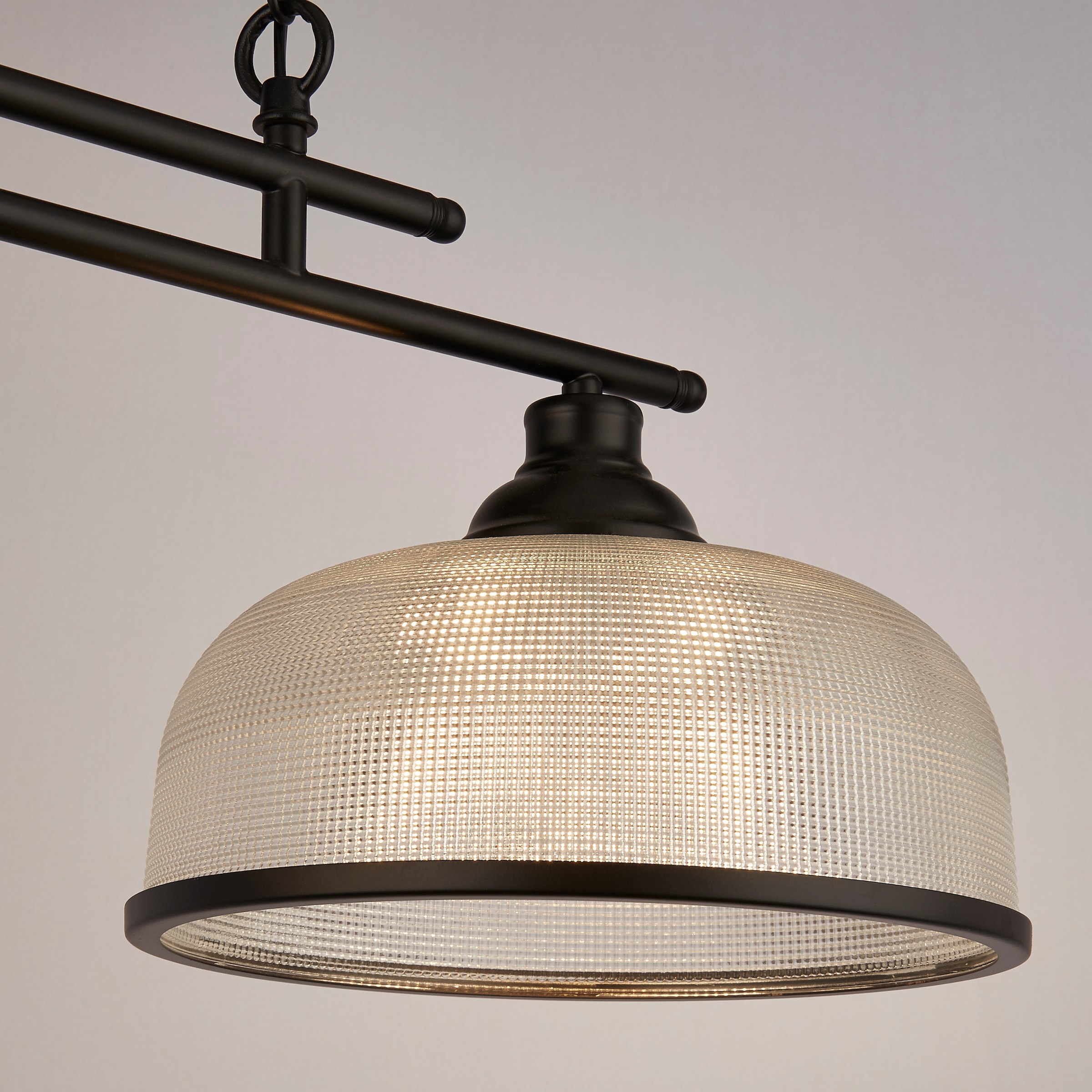 Searchlight Hängeleuchte »Highworth 2Lt Pendant - Black Metal & Holophane Style Glass« E27 1 Stk.